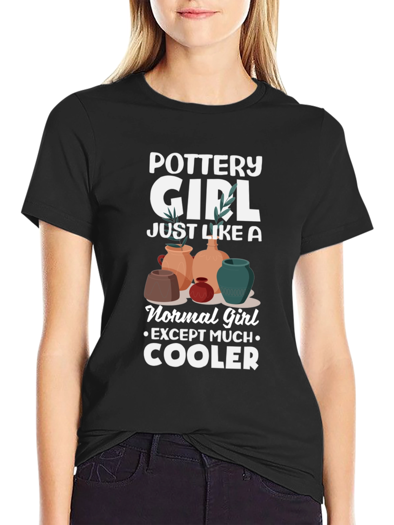 Black Pottery Girl T-Shirt - Cool & Unique Design view 2