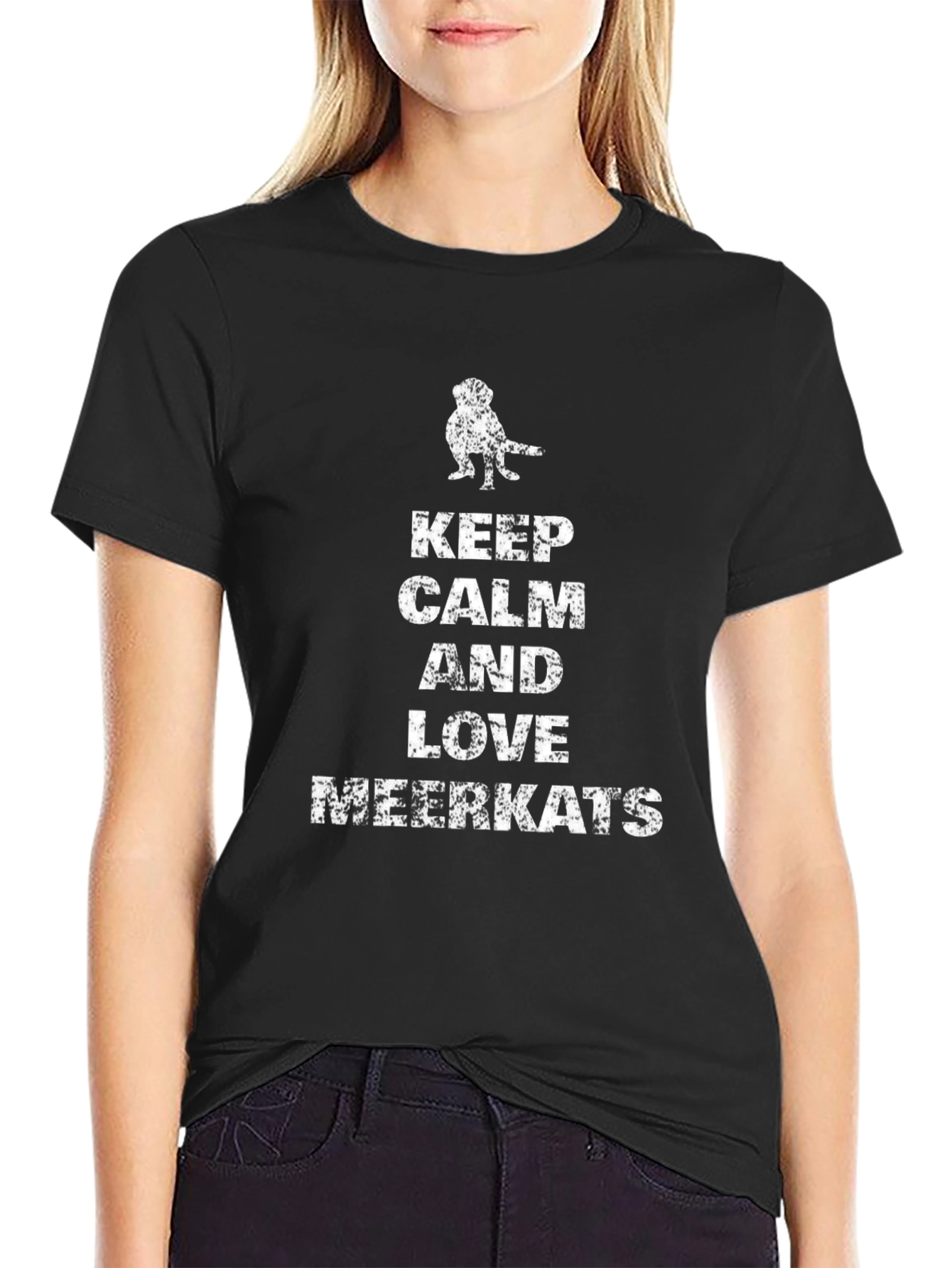 Black Keep Calm Love Meerkats Black Graphic Tee view 2