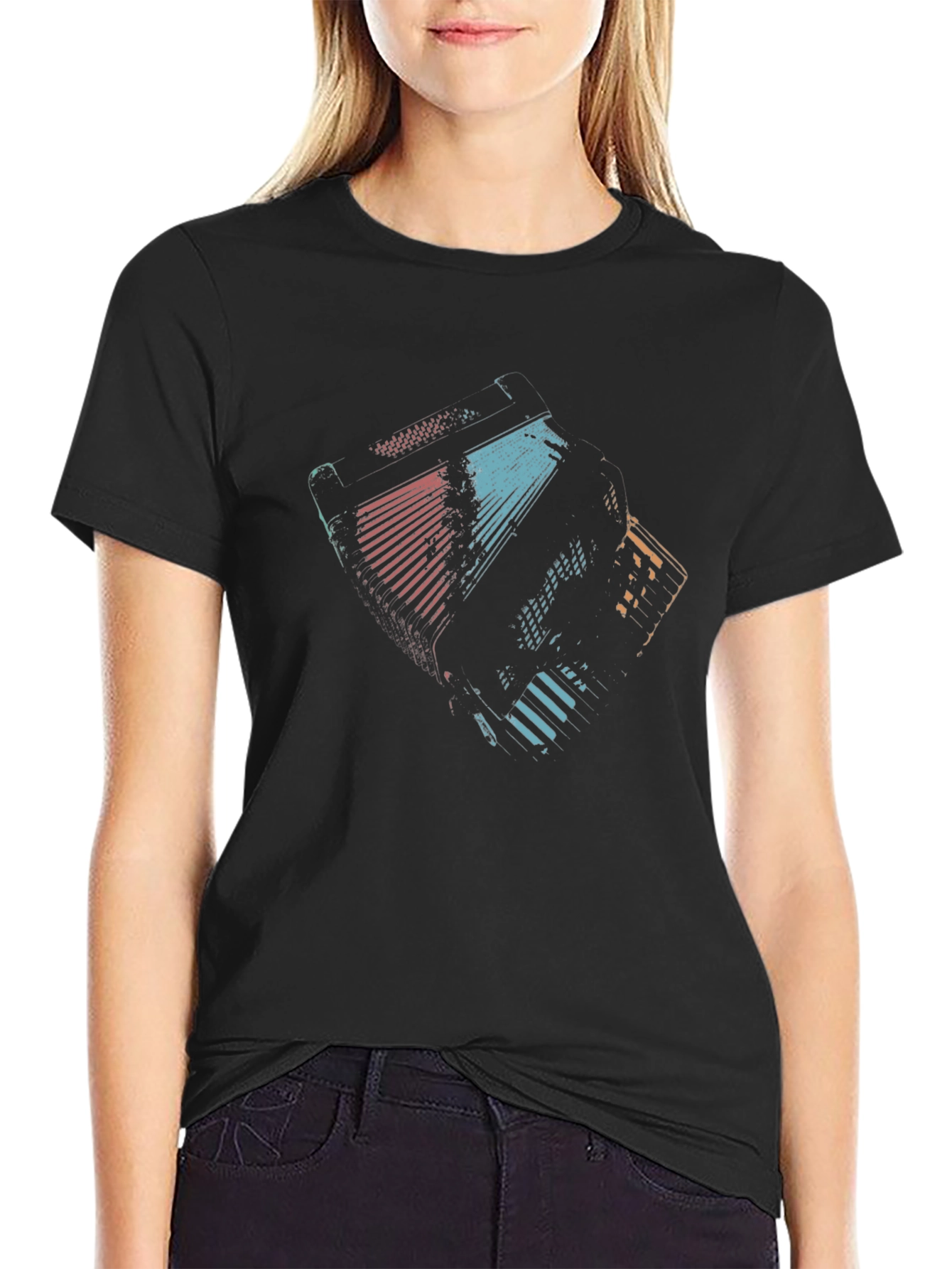 Black Accordion Graphic Tee - Musician Gift view 2