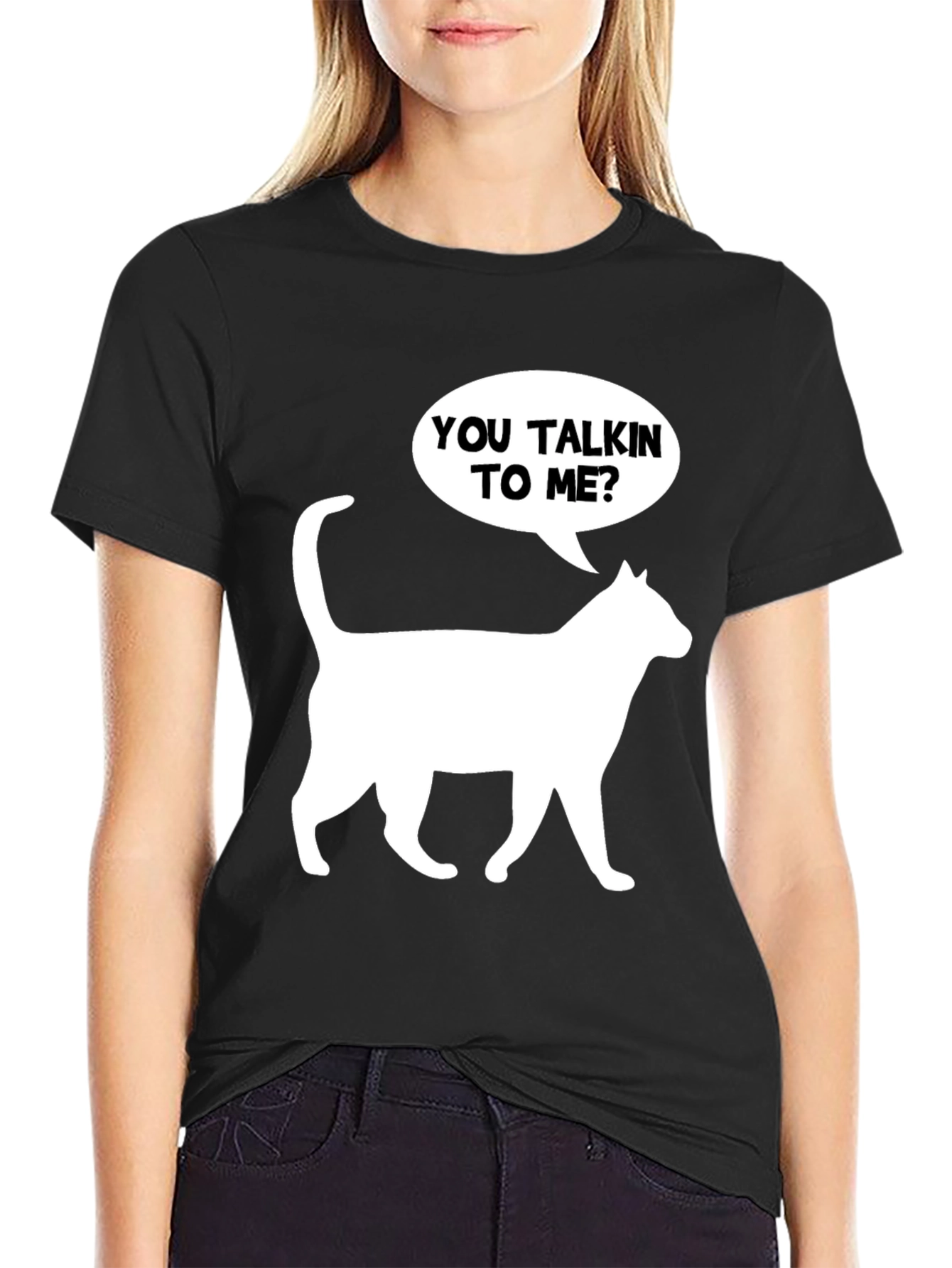 Black You Talkin' to Me? Cat T-Shirt view 2
