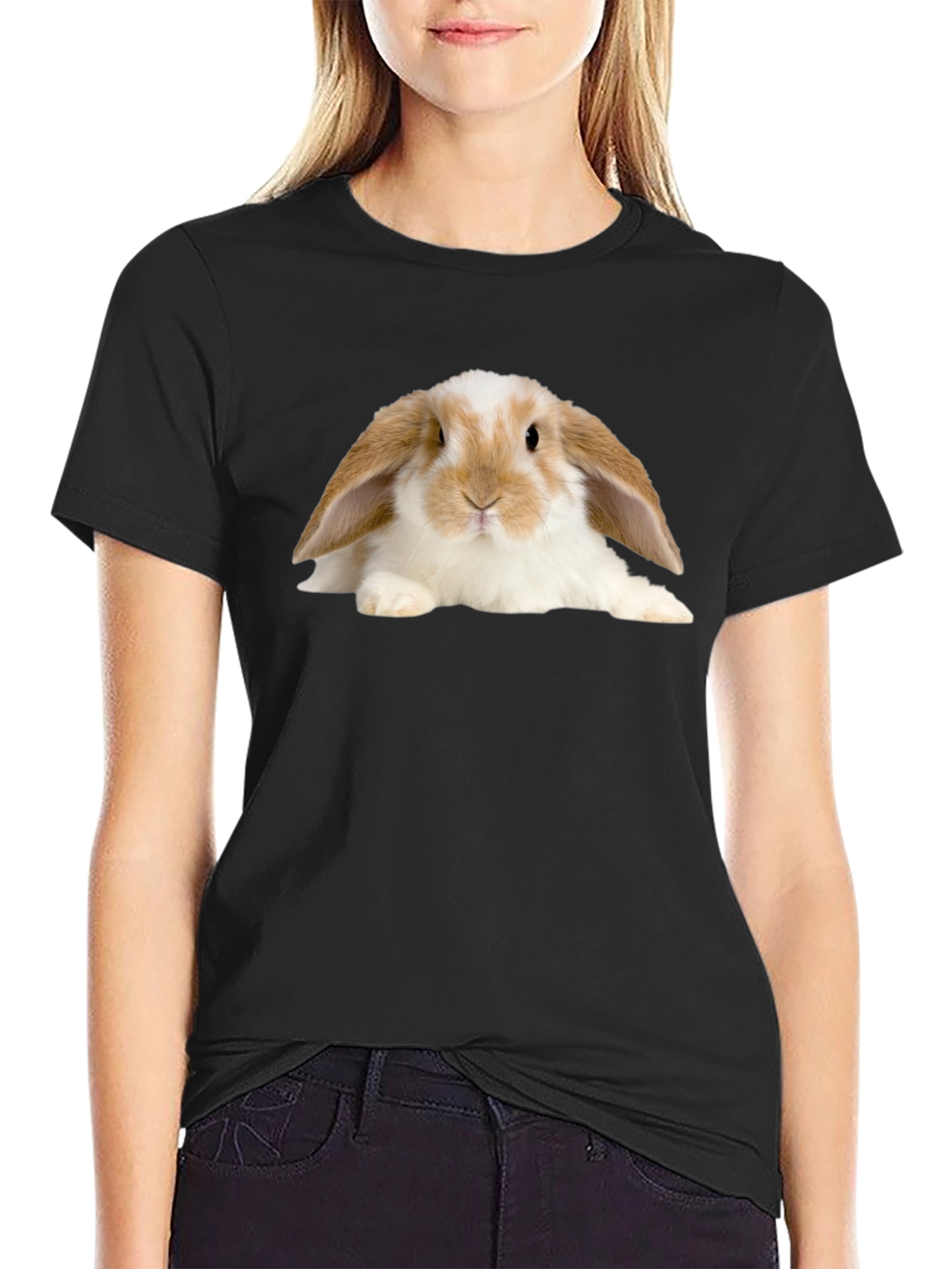 Black Bunny Graphic T-Shirt - Cute Rabbit Tee view 2