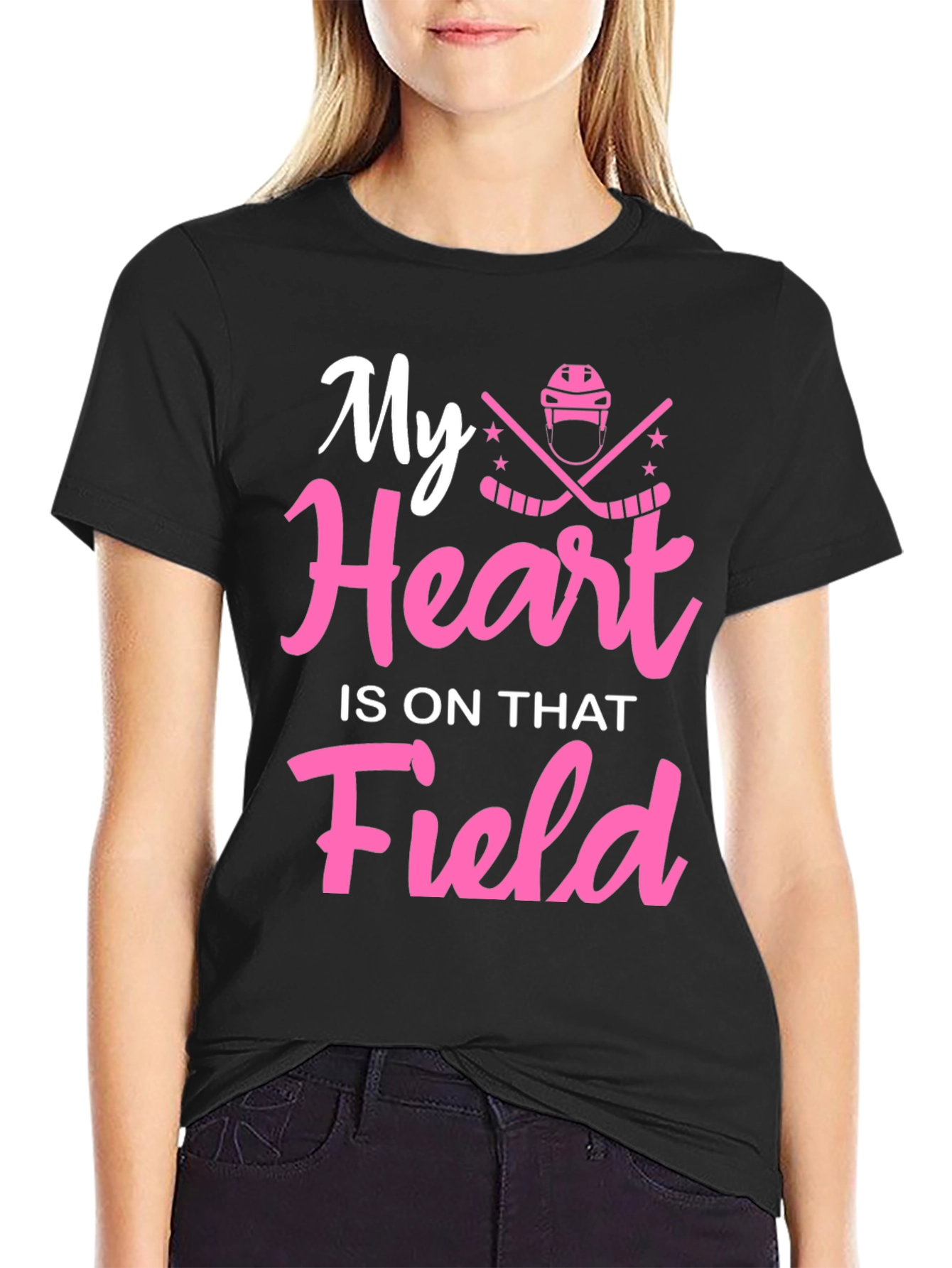 Black My Heart Is On That Field Hockey T-Shirt view 2