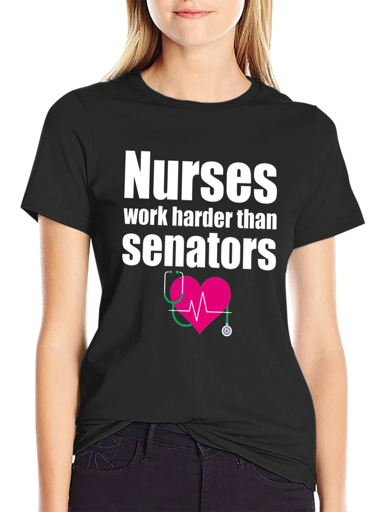 Black Nurses Work Harder Tee - Medical Hero T-Shirt view 2