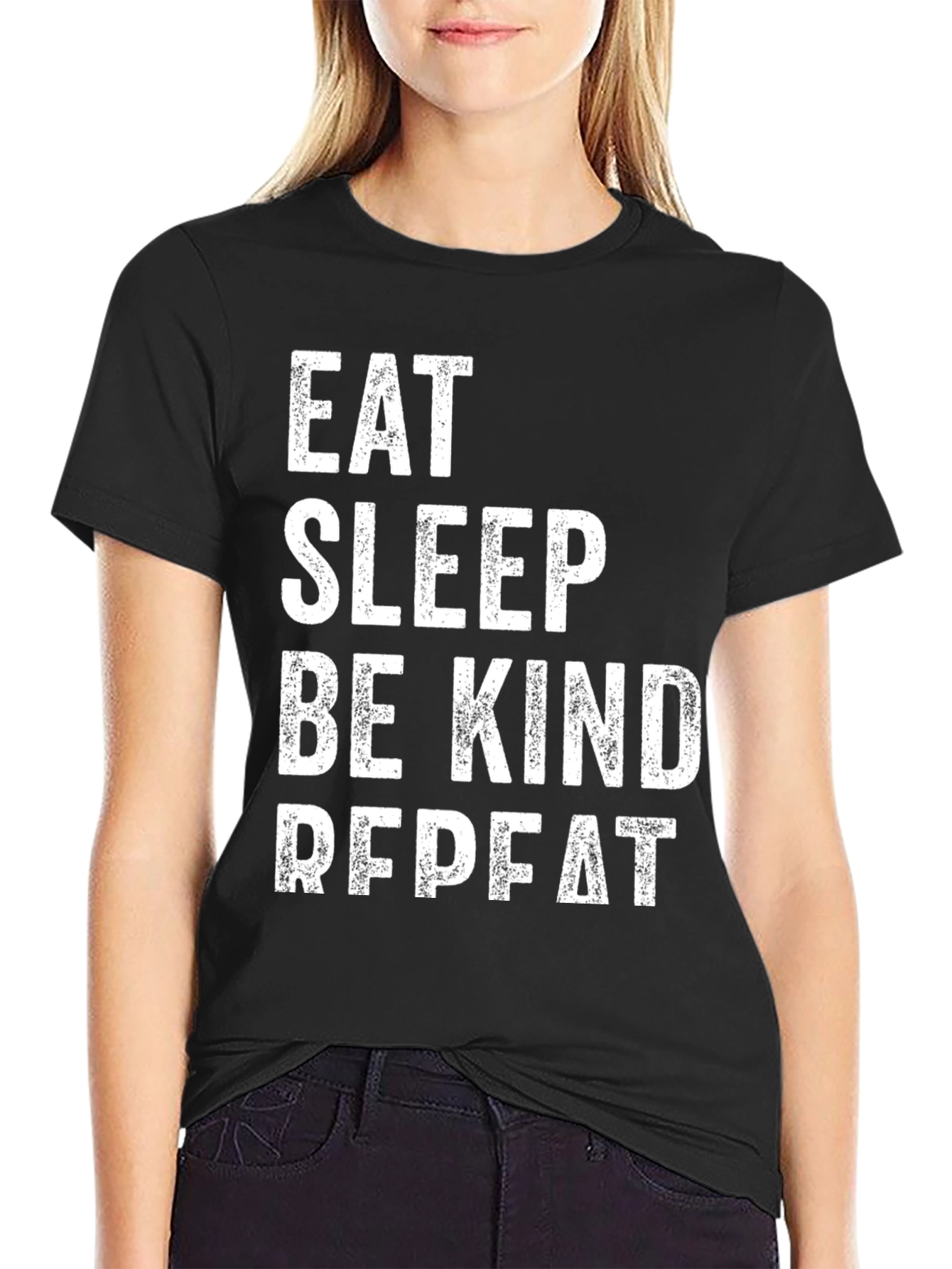 Black Eat Sleep Be Kind Repeat T-Shirt view 2