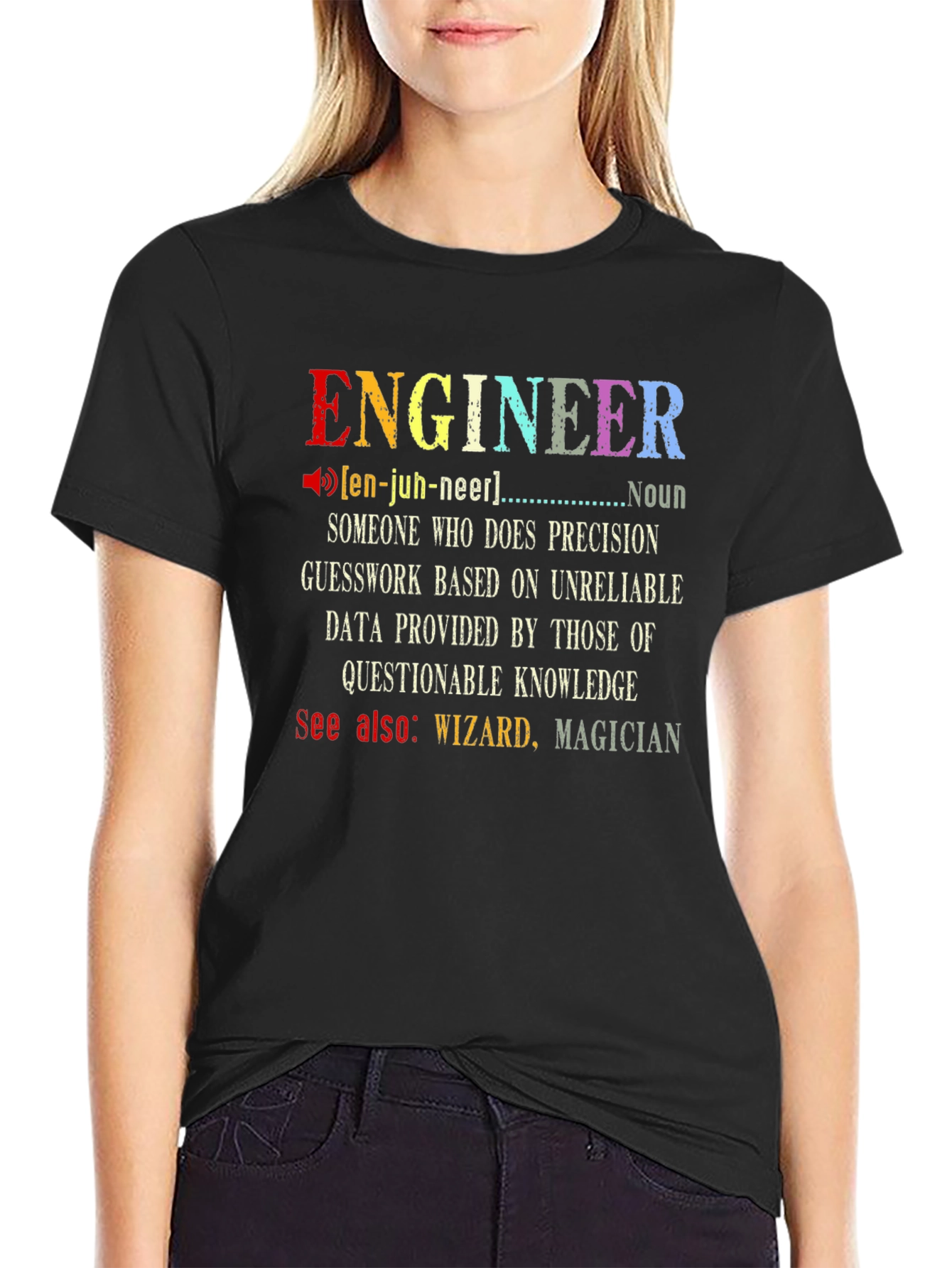 Black Engineer Definition Graphic T-Shirt view 2