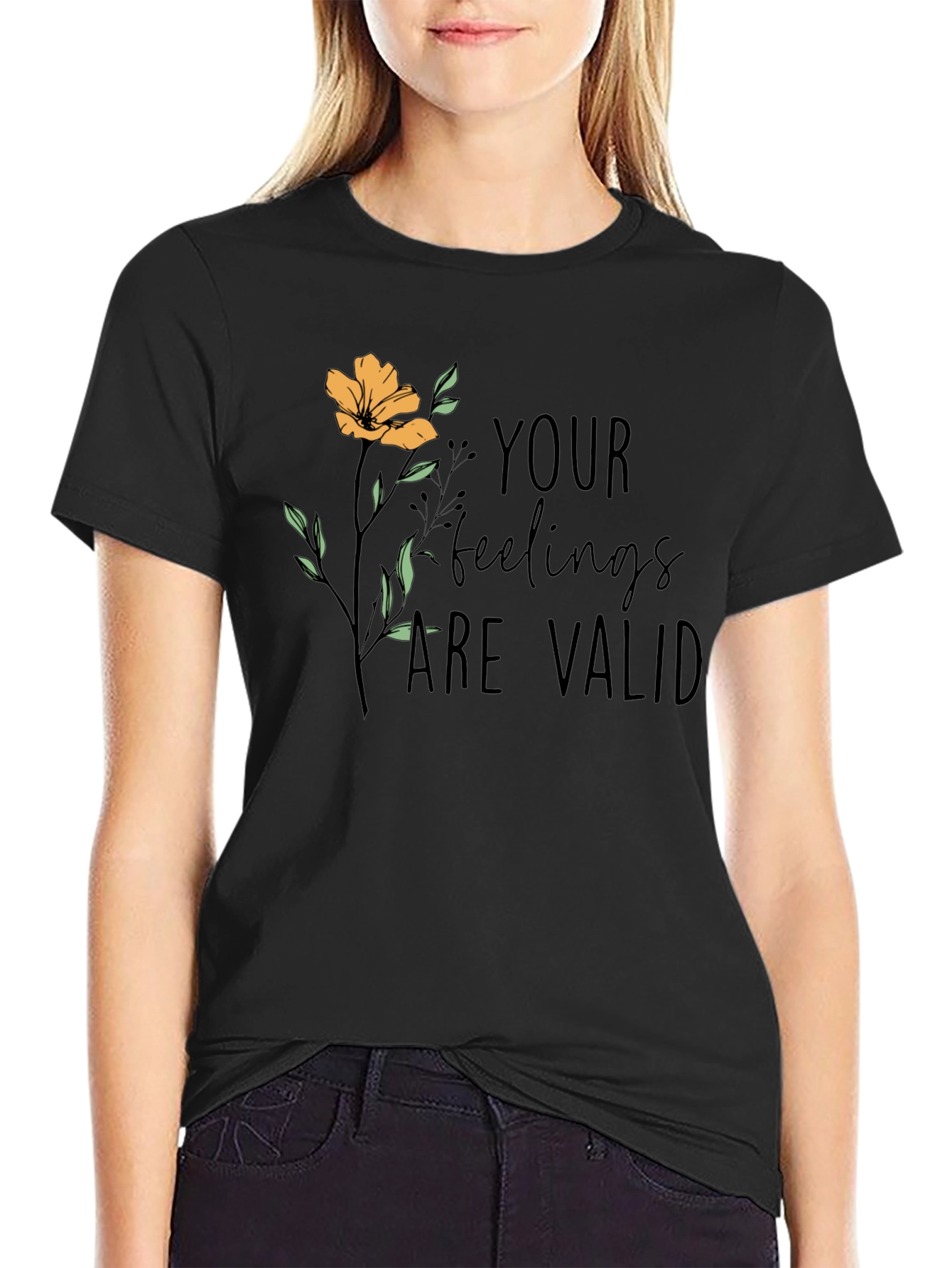 Black Valid Feelings Graphic T-Shirt - Black view 2