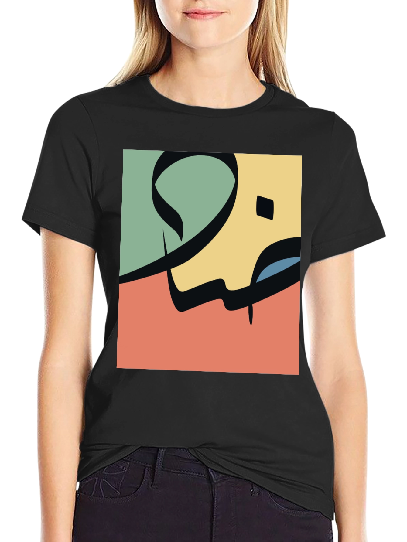 Black Abstract Arabic Calligraphy Design Tee view 2