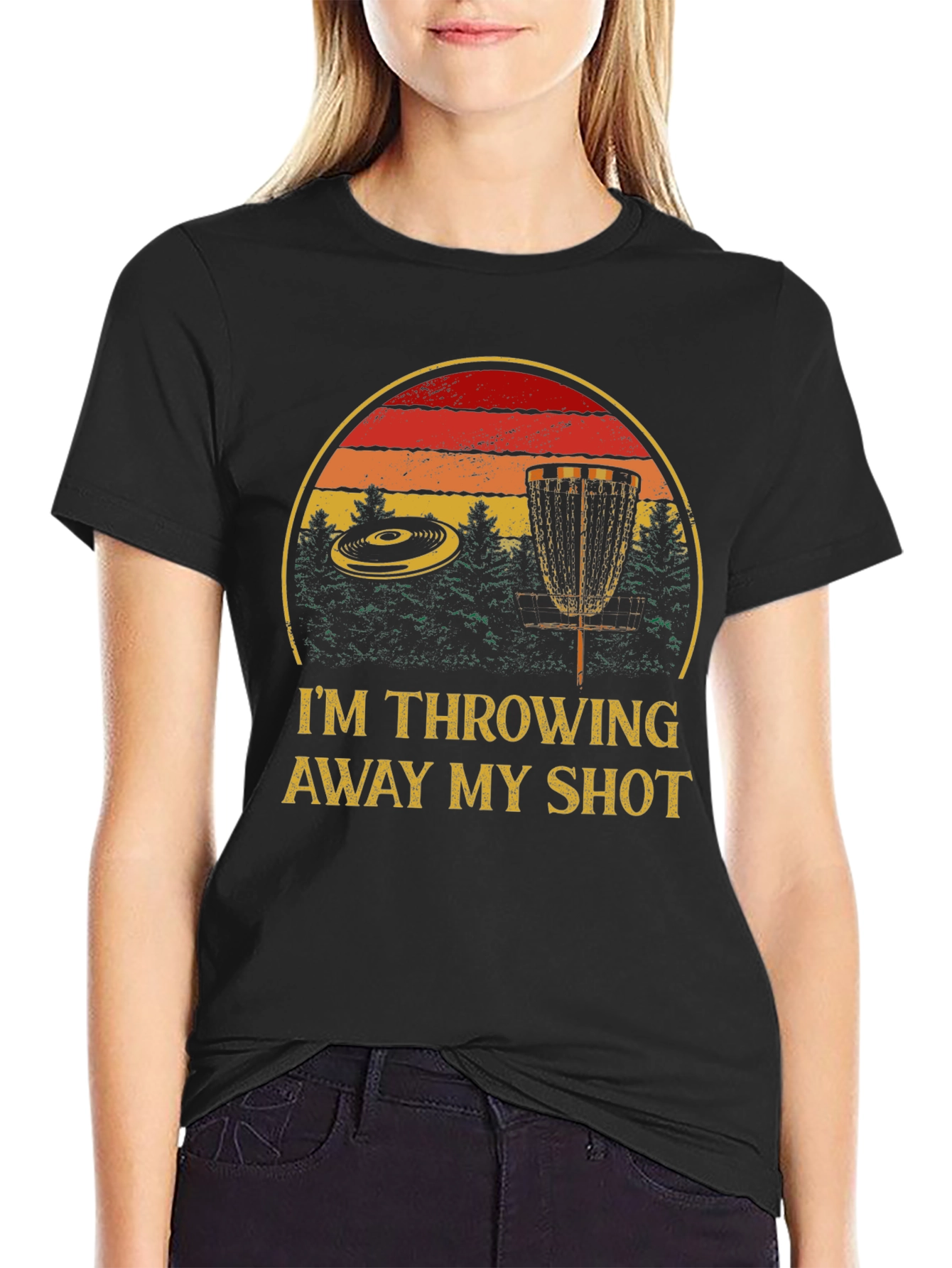 Black I'm Throwing Away My Shot Disc Golf T-Shirt view 2