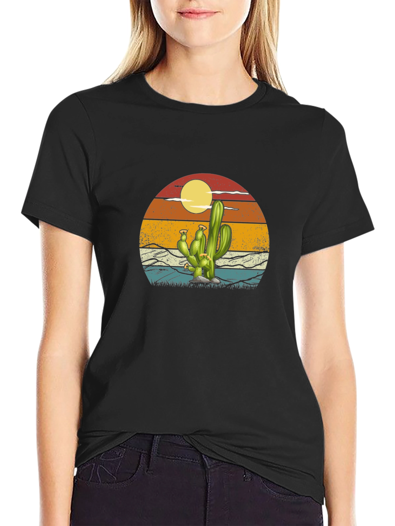 Black Cactus Sunset Graphic Tee - Desert Vibes view 2