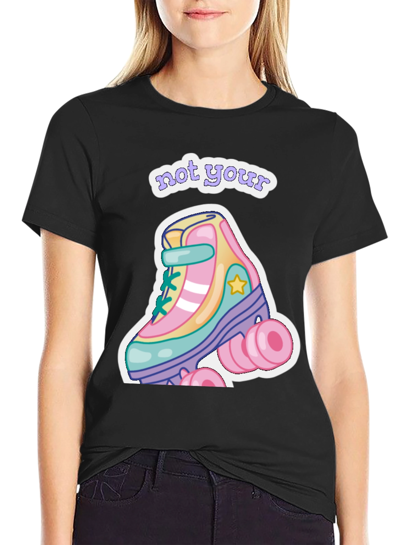 Black Retro Roller Skate T-Shirt - Not Your Skate! view 2
