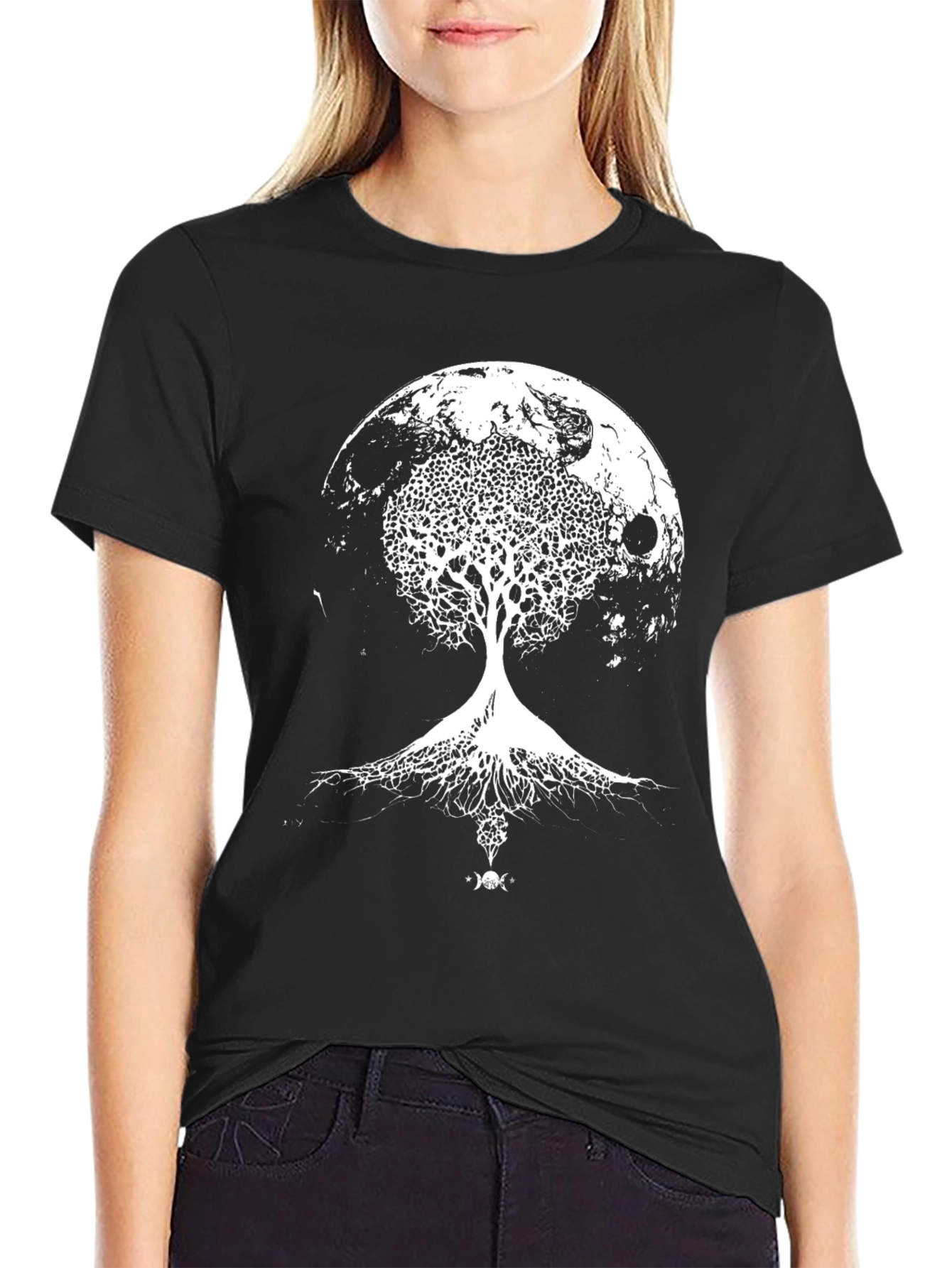 Black Tree of Life Moon Graphic Tee view 2
