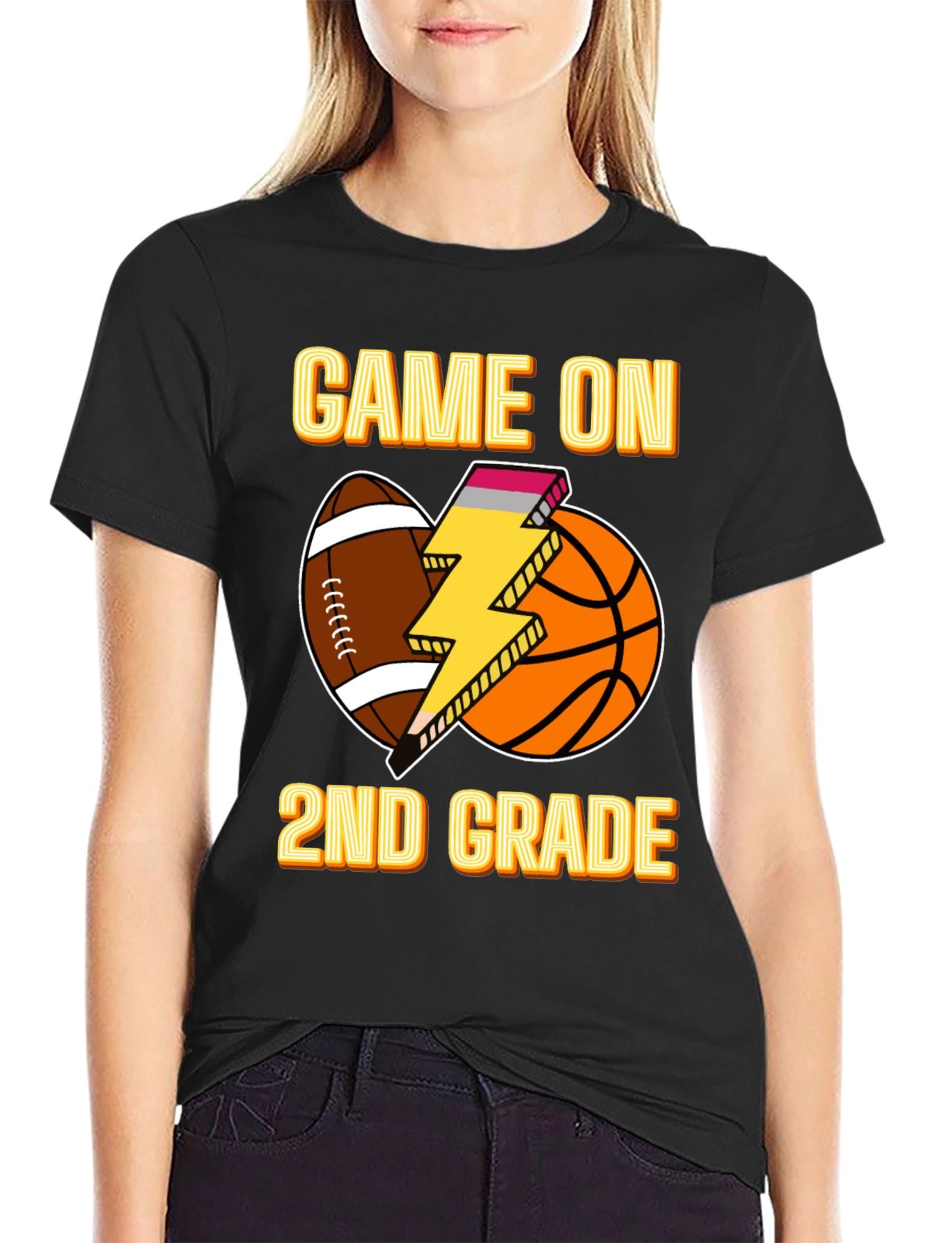 Black Game On 2nd Grade T-Shirt view 2
