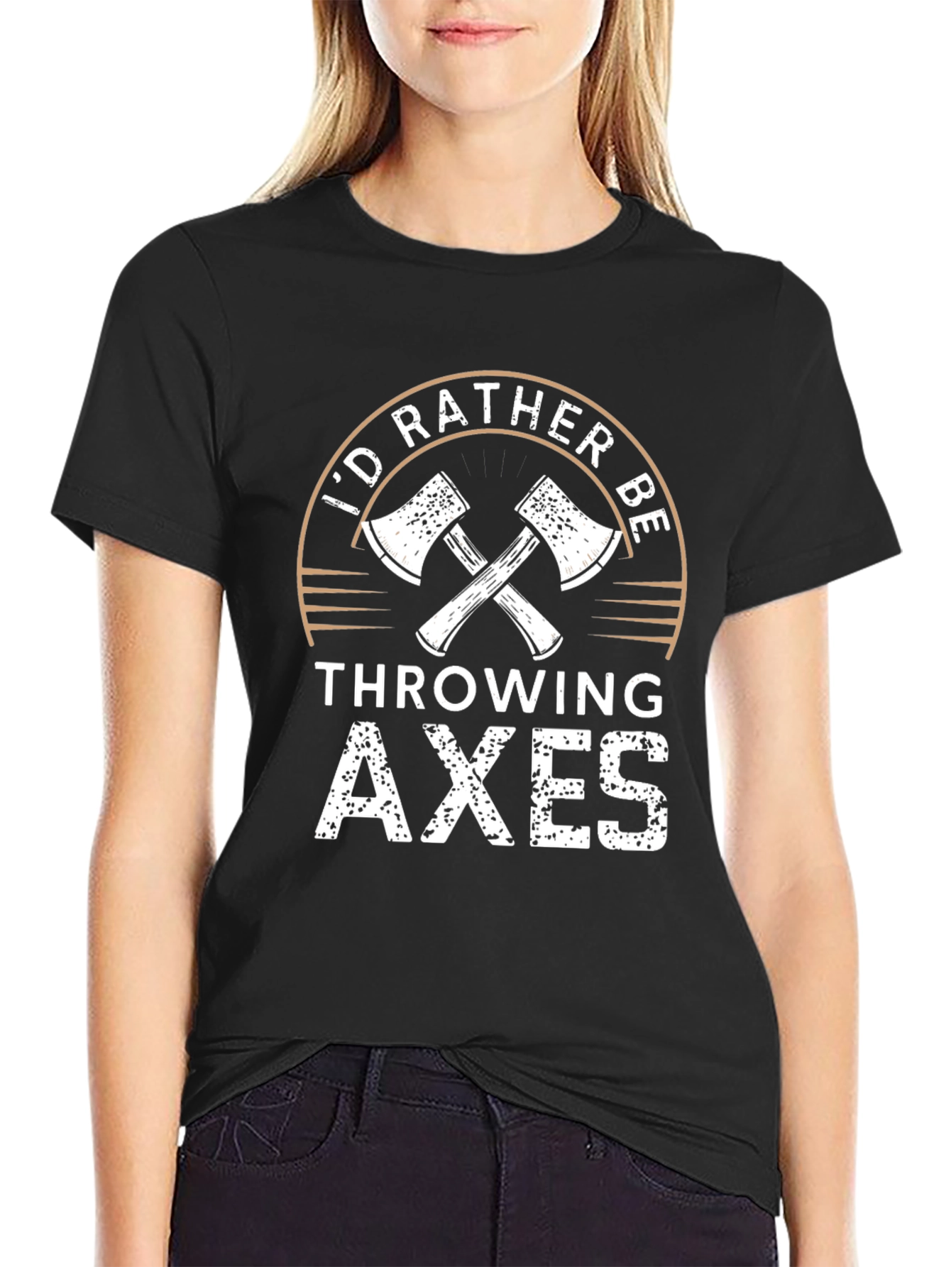 Black I'd Rather Be Throwing Axes T-Shirt view 2