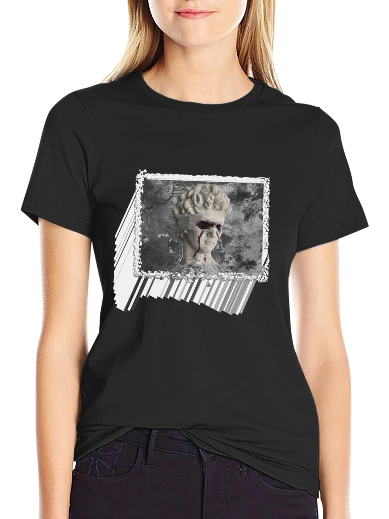 Black Statue Graphic Print Black T-Shirt view 2