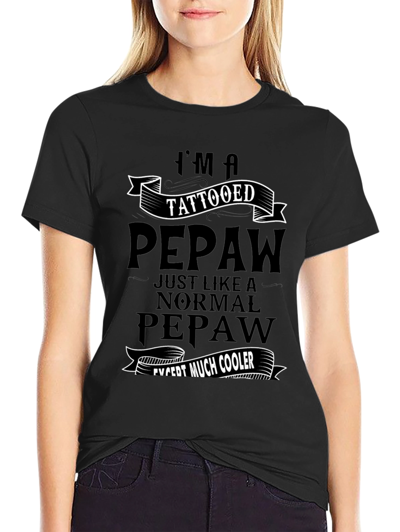 Black Tattooed Pepaw T-Shirt - Cool Grandpa Graphic Tee view 2
