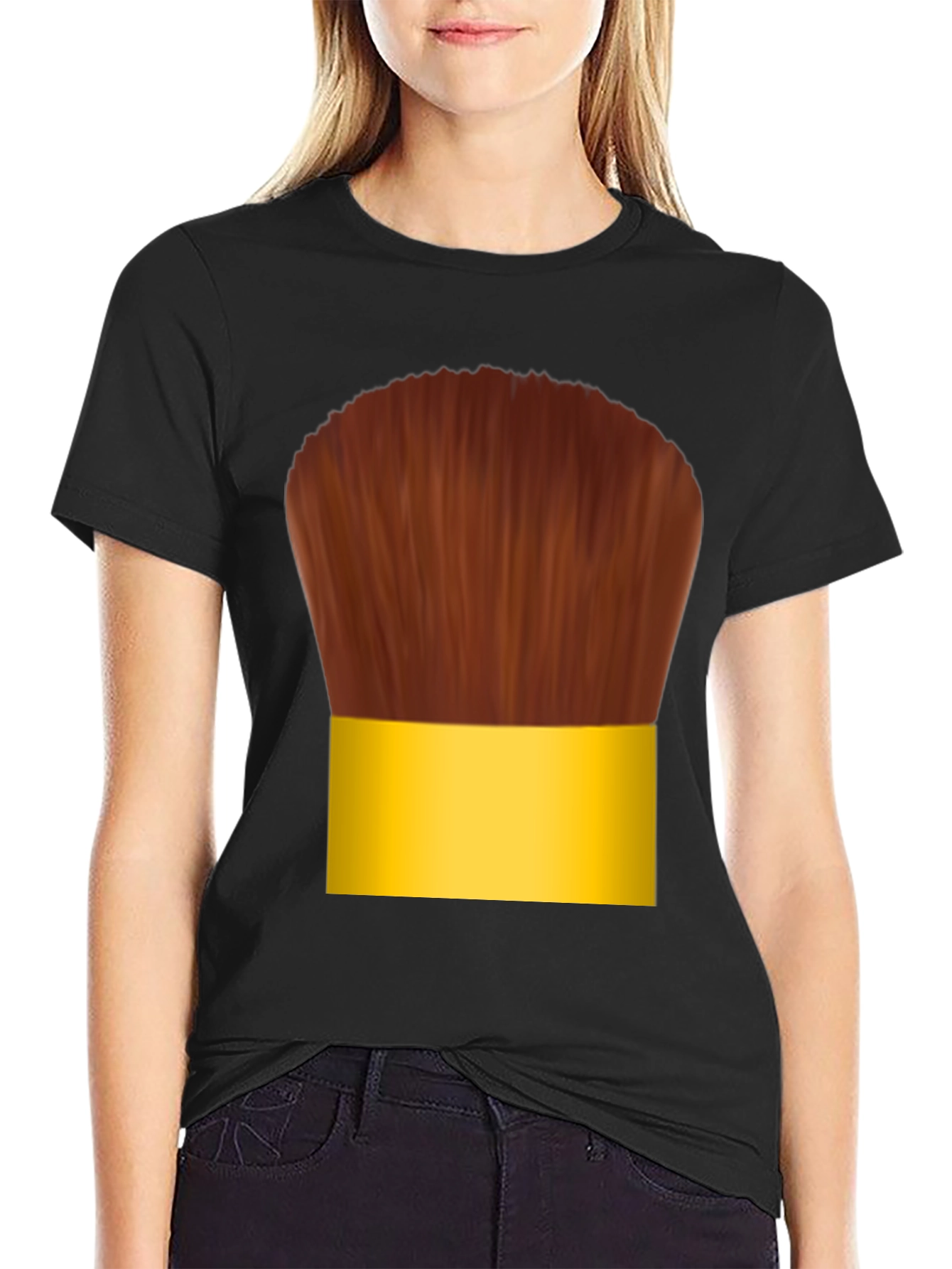 Black Makeup Brush Graphic Tee - Fun Cosplay T-Shirt view 2