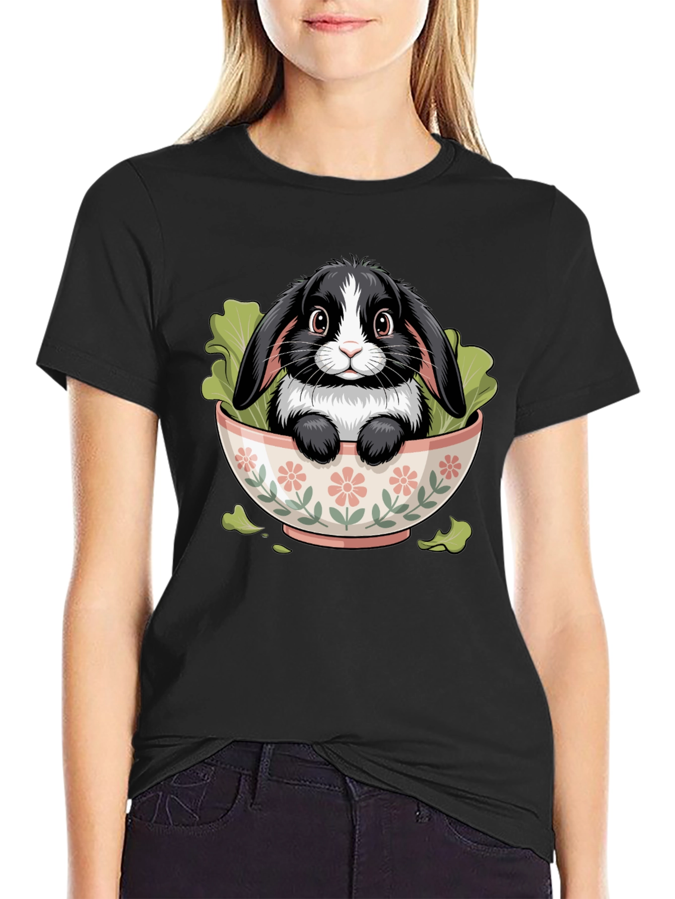 Black Bunny in Bowl Graphic Tee view 2