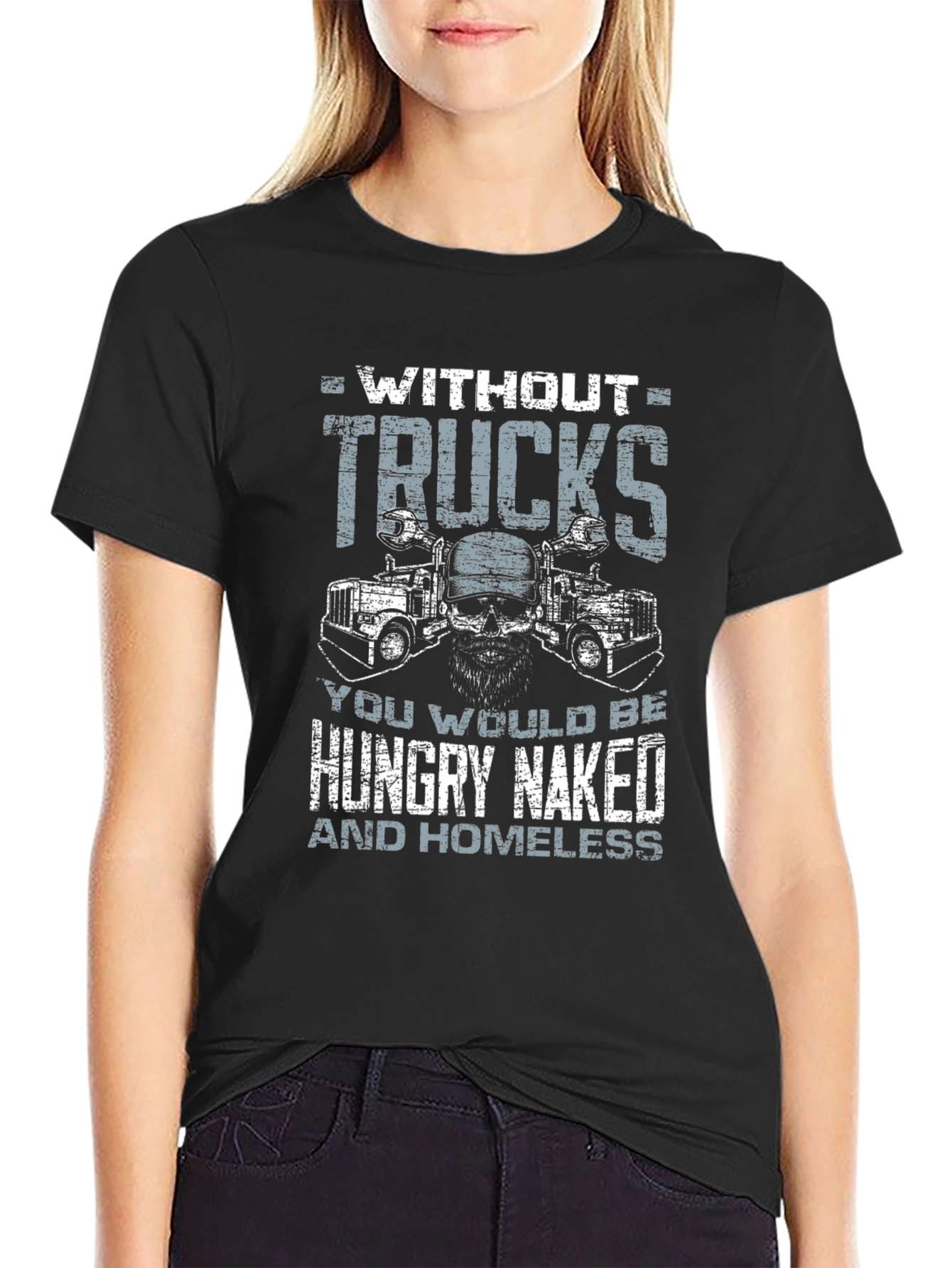 Black Trucker T-Shirt - Without Trucks - Graphic Tee view 2