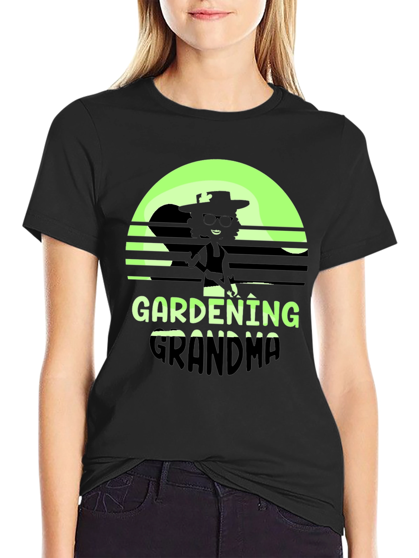 Black Gardening Grandma T-Shirt - Retro Style view 2