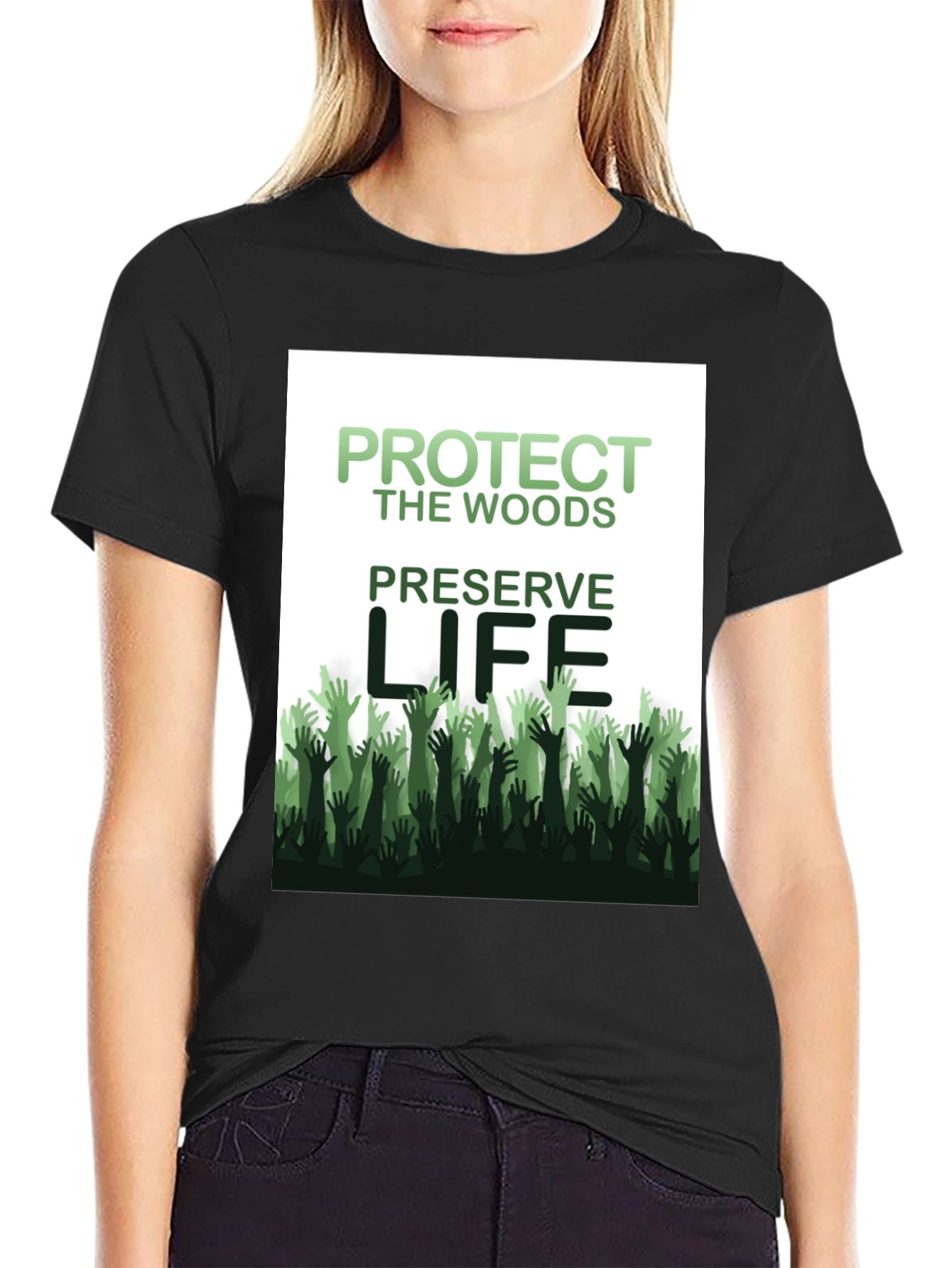Black Protect the Woods, Preserve Life Graphic Tee view 2
