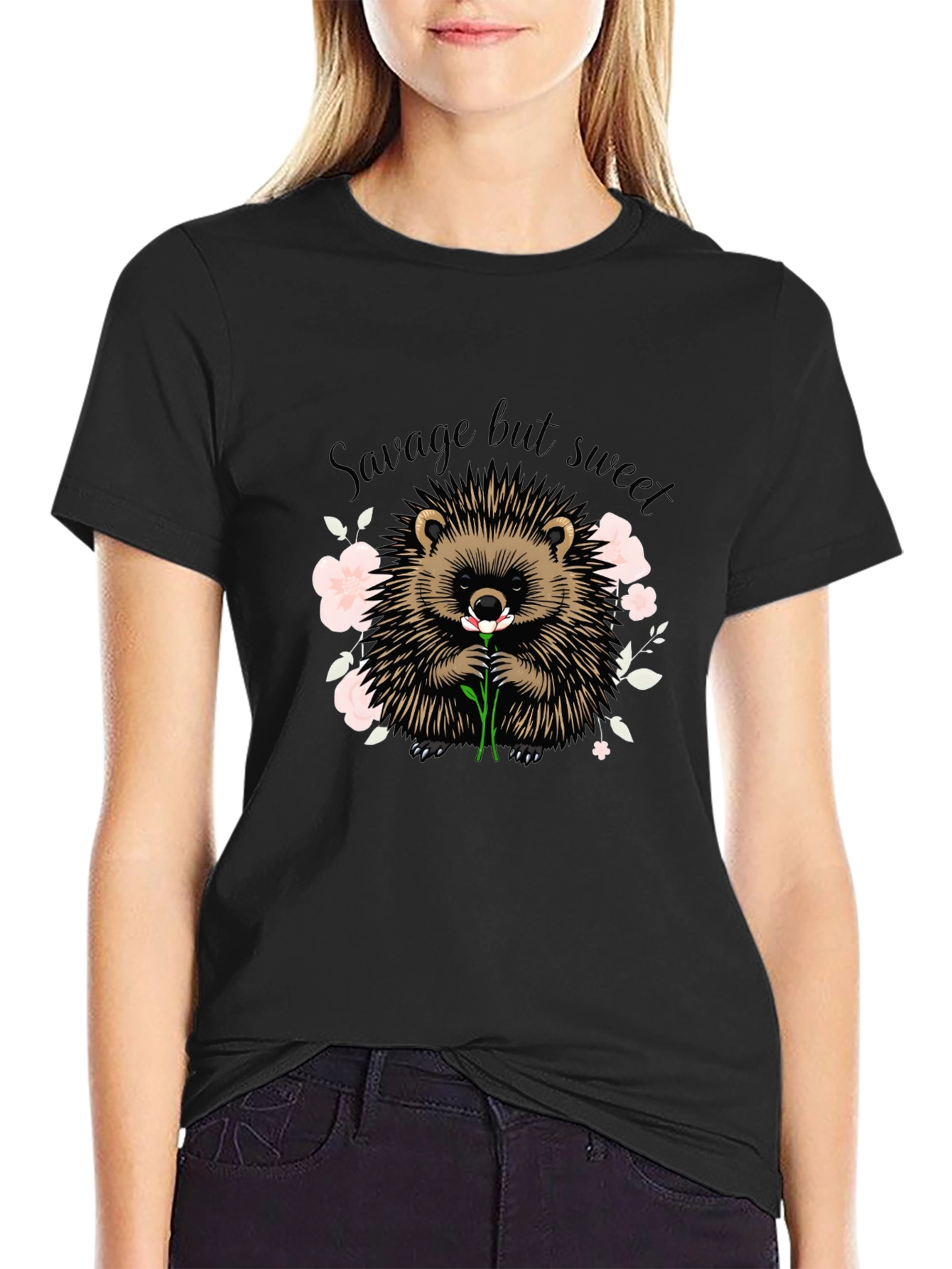 Black Savage But Sweet Hedgehog Graphic Tee view 2