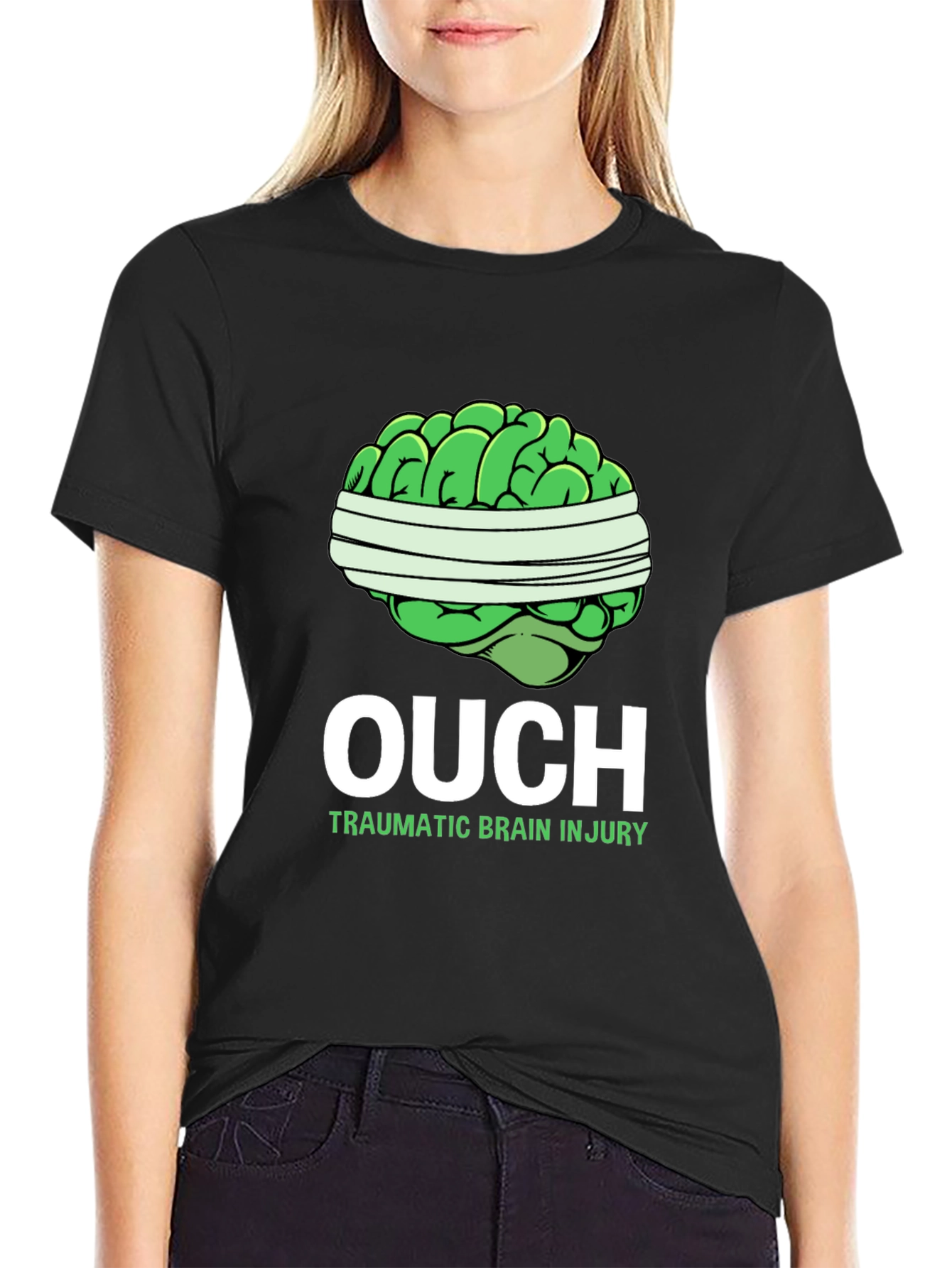 Black Ouch Traumatic Brain Injury T-Shirt view 2