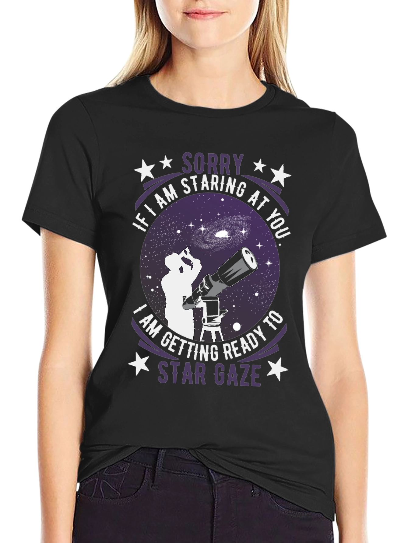 Black Star Gaze T-Shirt - Sorry If I'm Staring! view 2