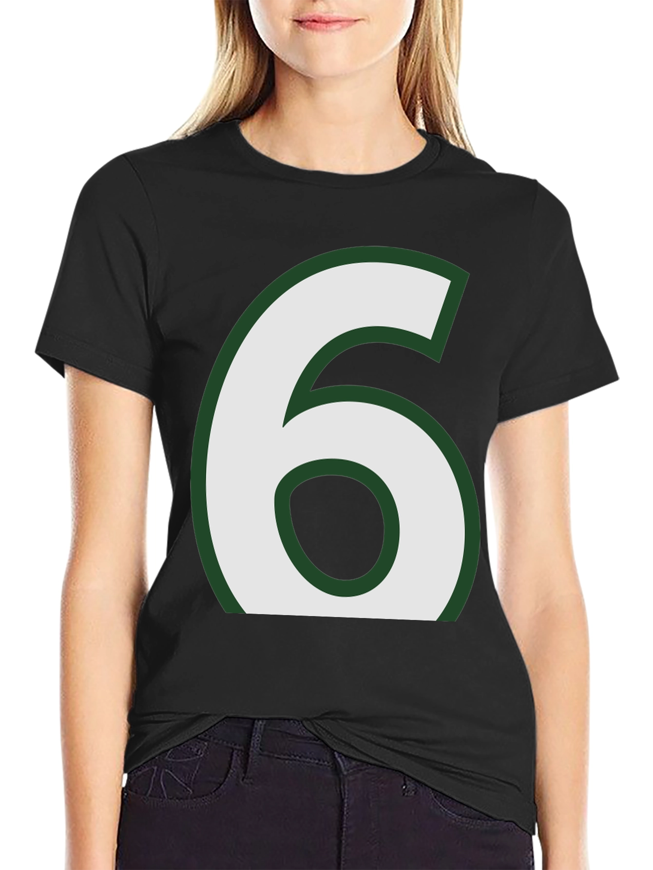 Black Number 6 Graphic Tee - Black Cotton Blend view 2
