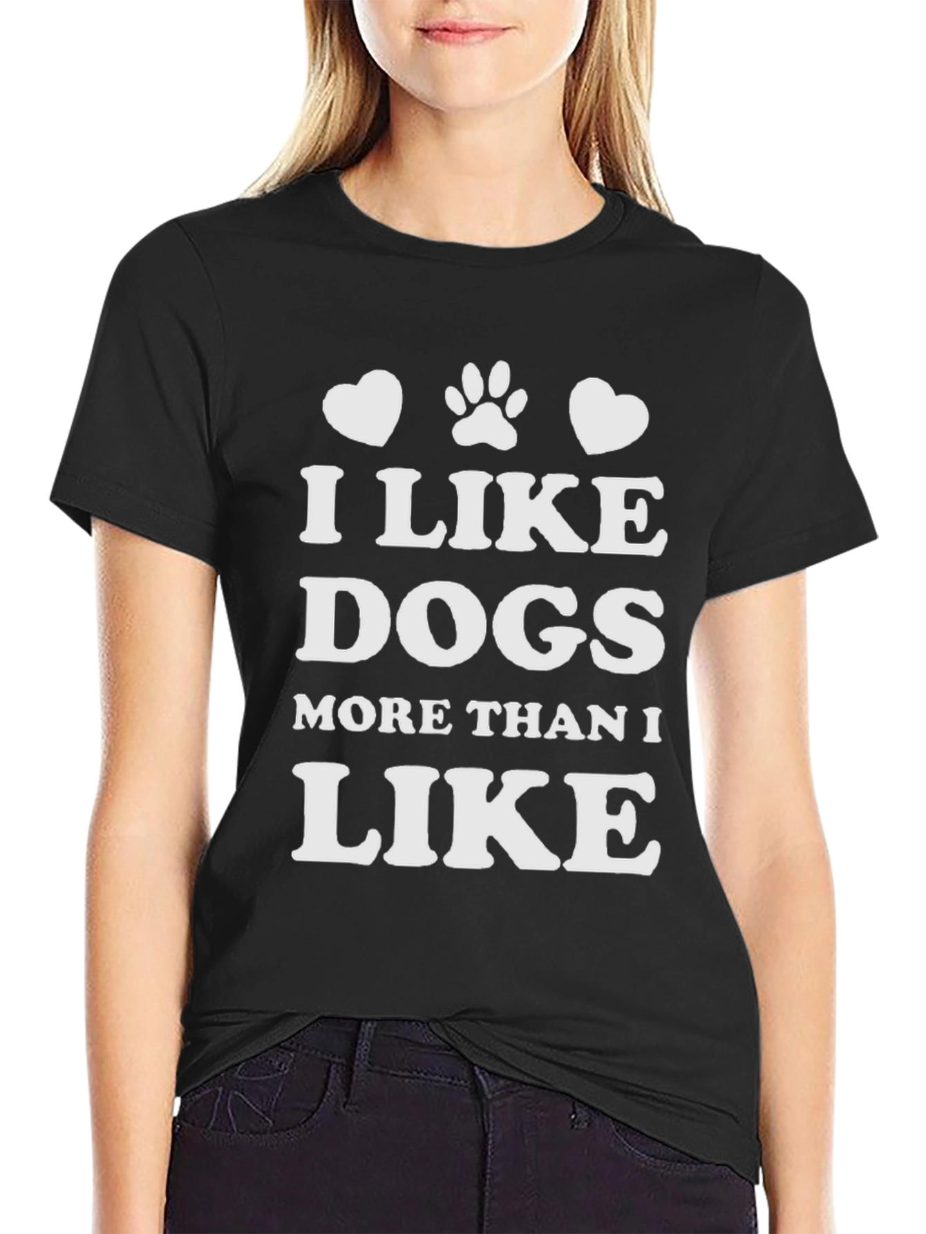 Black I Like Dogs T-Shirt - Black Cotton Blend view 2