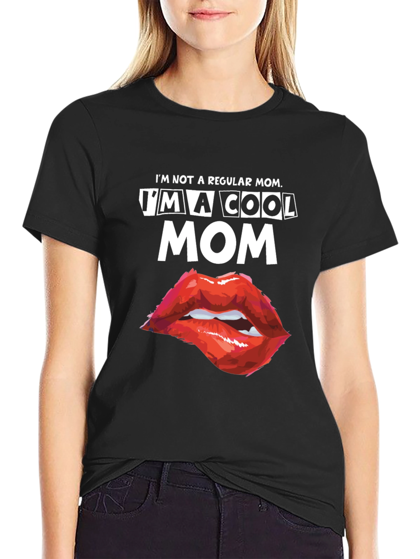 Black Cool Mom Graphic Tee - Trendy Women's T-Shirt view 2