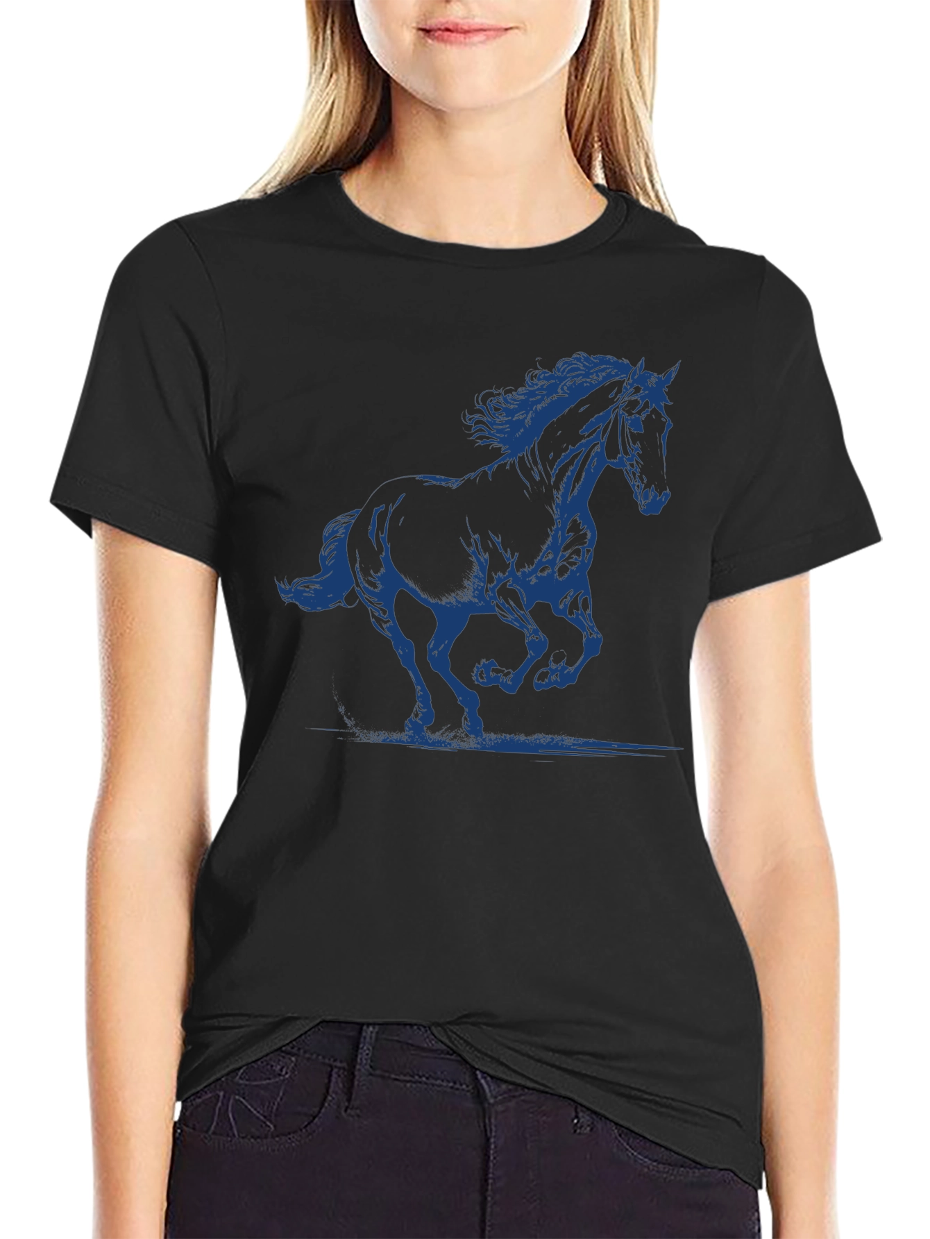 Black Horse Graphic Black T-Shirt view 2