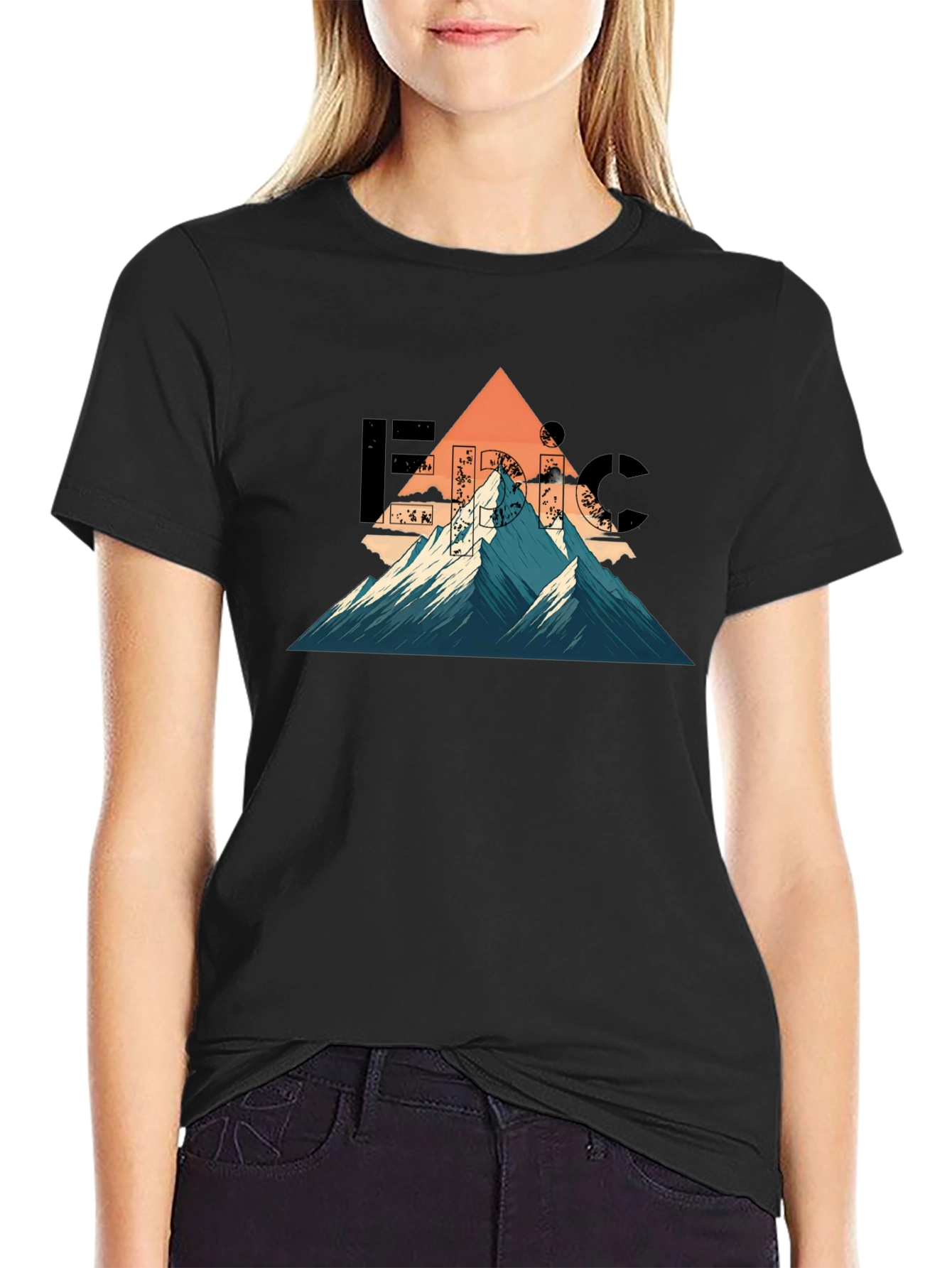 Black Epic Mountain Graphic T-Shirt - Adventure Ready view 2