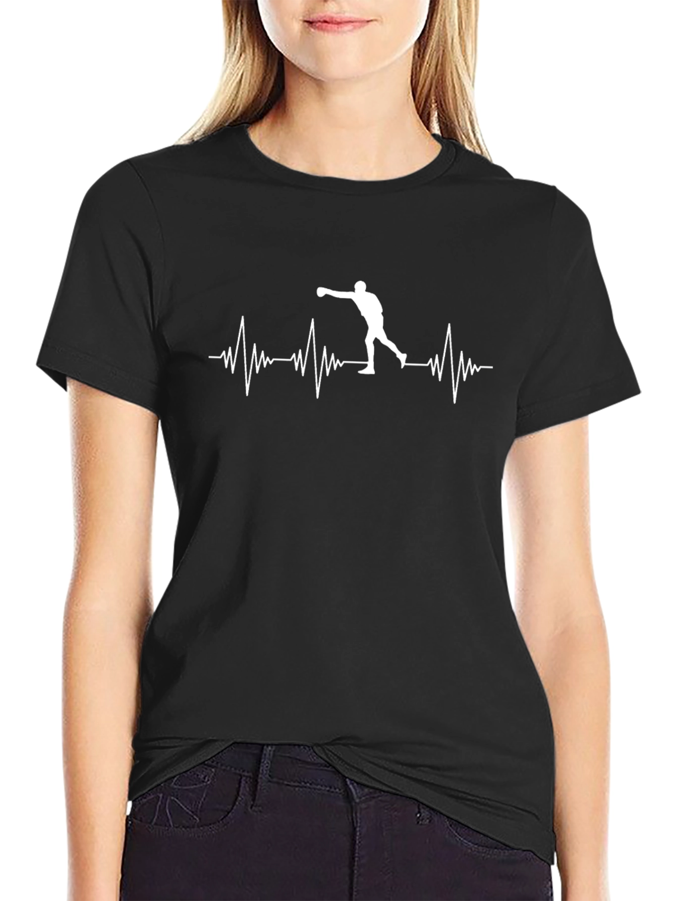 Black Boxer Heartbeat T-Shirt - Black Graphic Tee view 2