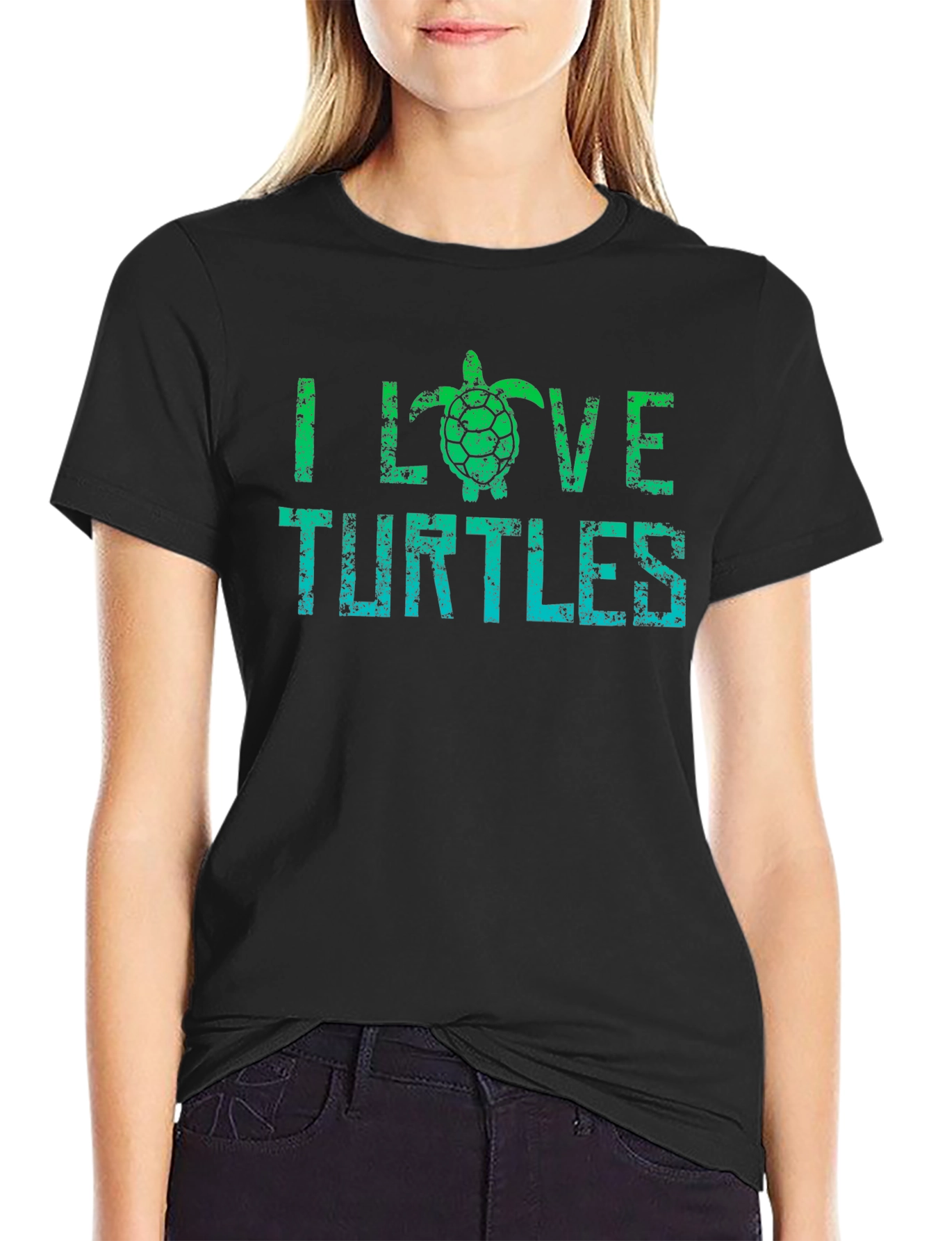 Black I Love Turtles Graphic T-Shirt - Black view 2
