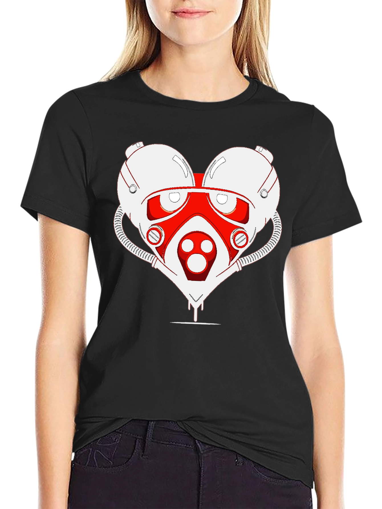 Black Sci-fi Heart T-Shirt - Unique Graphic Tee view 2