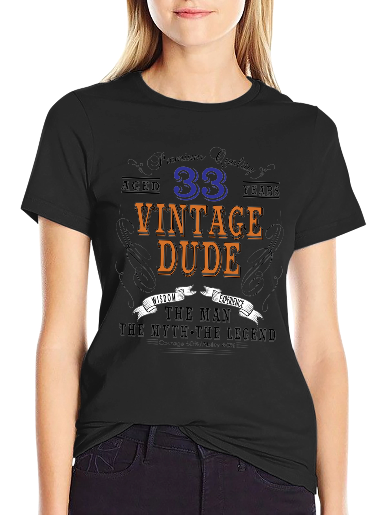 Black Vintage Dude 33rd Birthday T-Shirt view 2