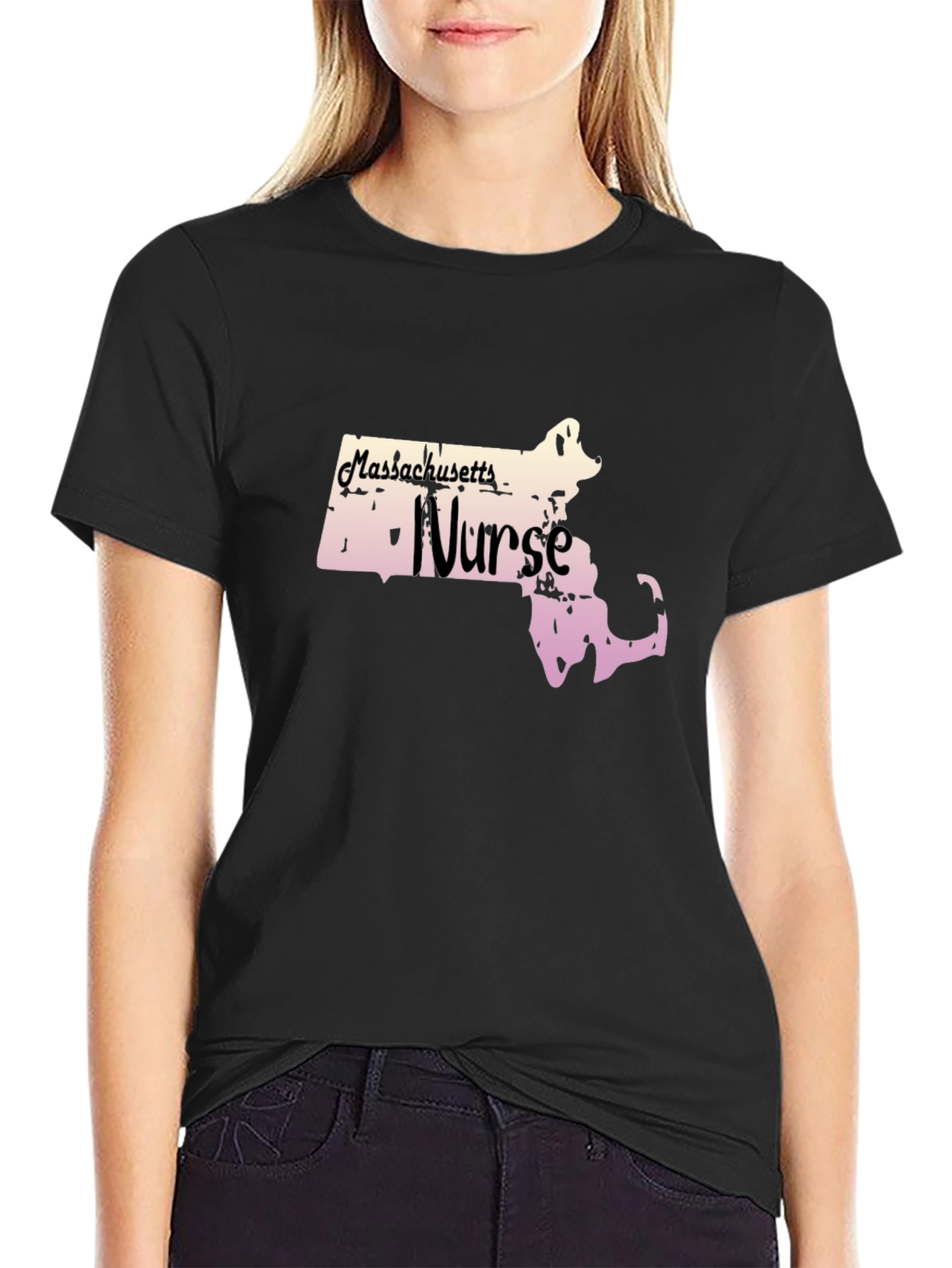 Black Massachusetts Nurse T-Shirt view 2