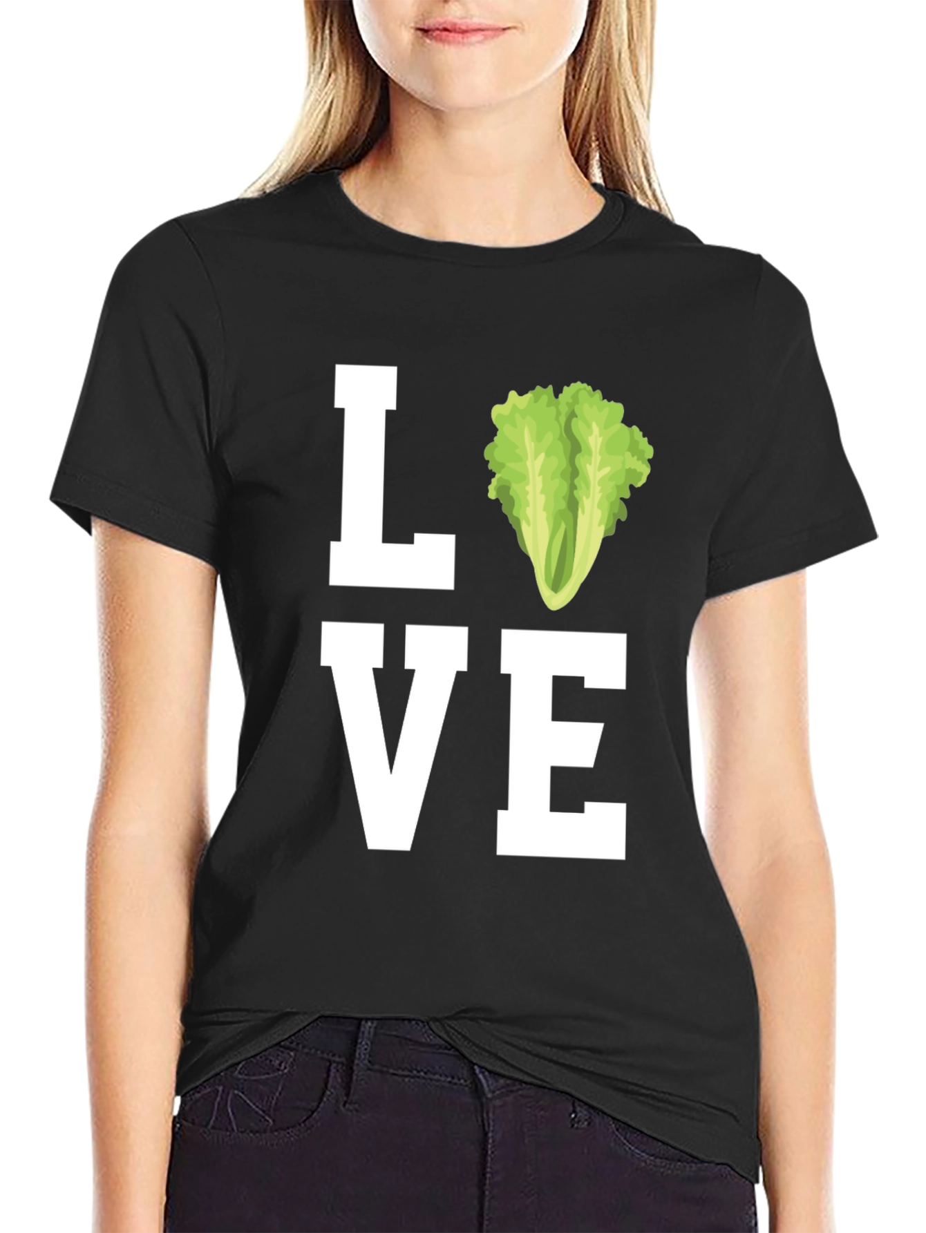 Black Love Lettuce T-Shirt - Funny Vegetarian Tee view 2