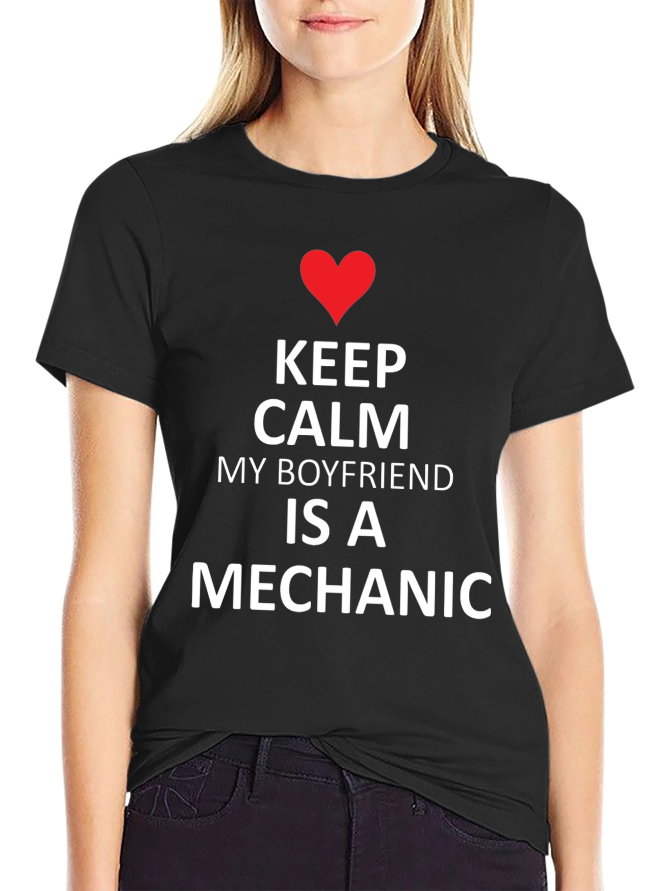 Black Keep Calm Boyfriend Mechanic Tee - Black view 2