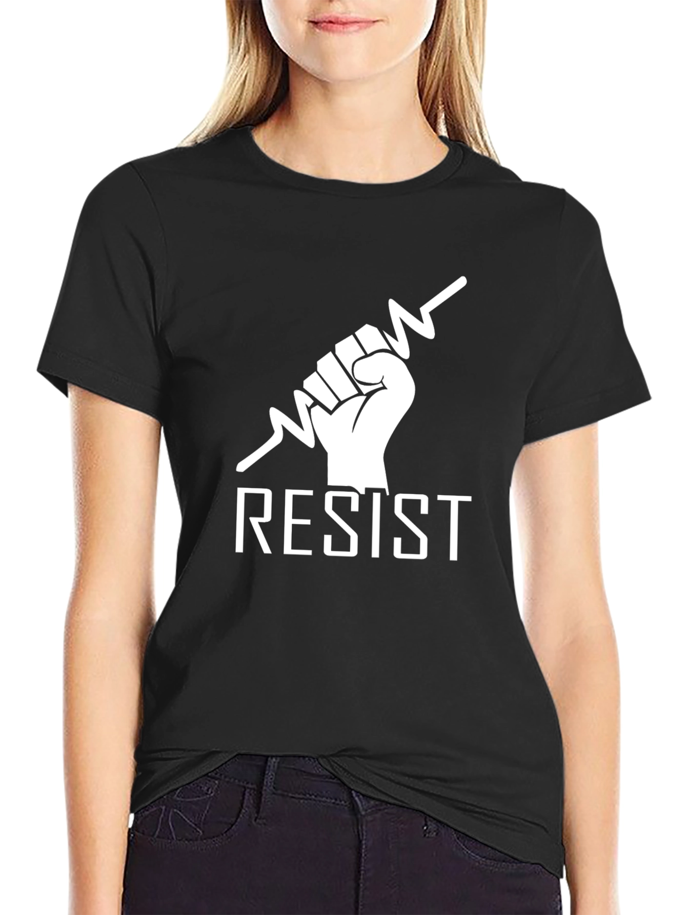 Black Resist Graphic Tee - Bold Statement Shirt view 2