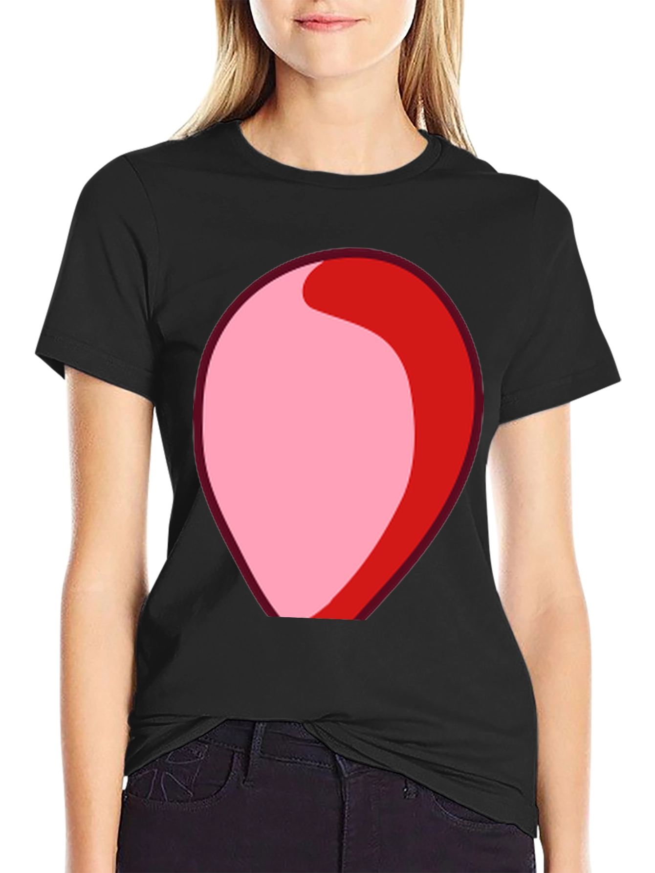 Black Red & Pink Abstract Graphic T-Shirt view 2