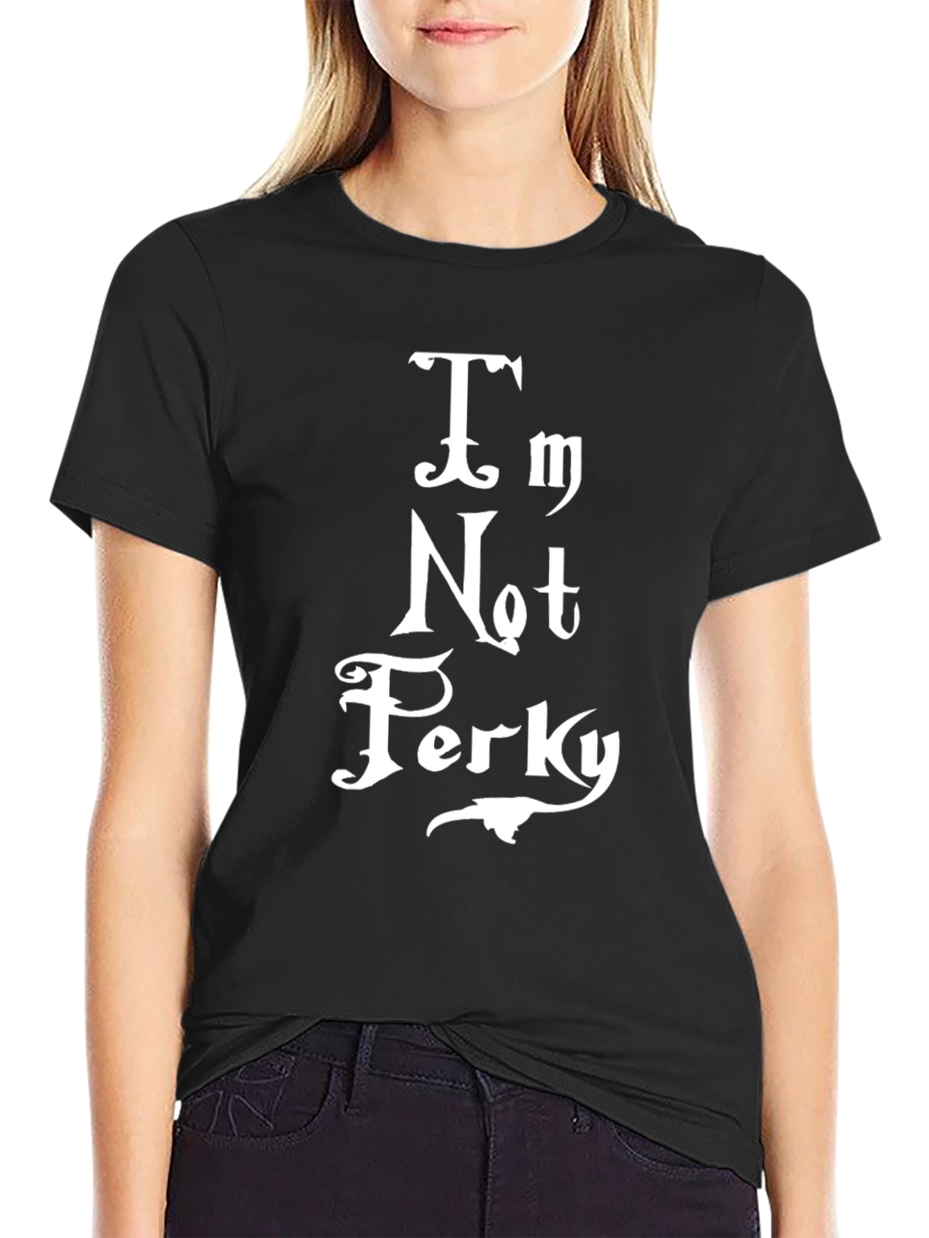 Black I'm Not Perky Graphic T-Shirt - Black view 2