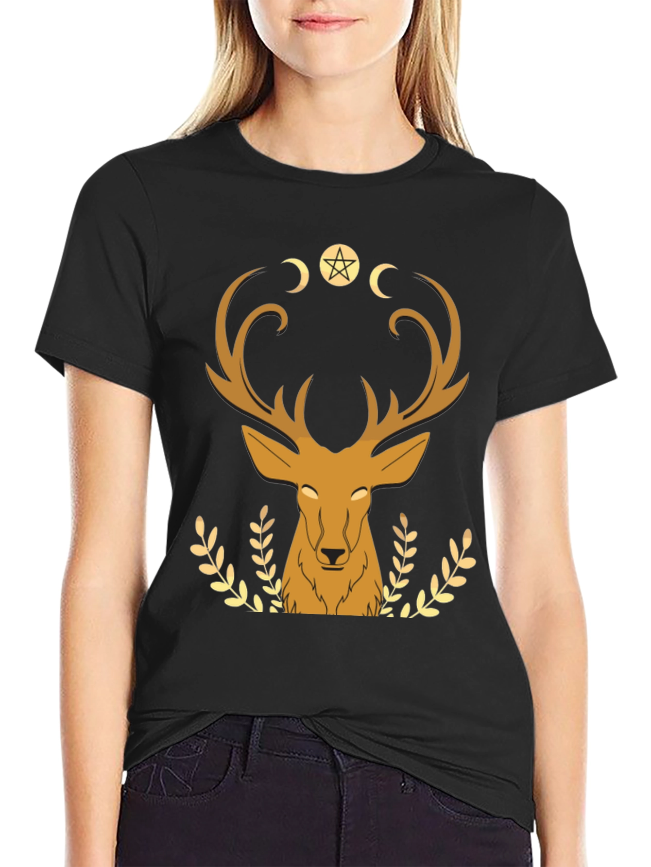 Mystical Deer Graphic Tee - Black T-Shirt - 2