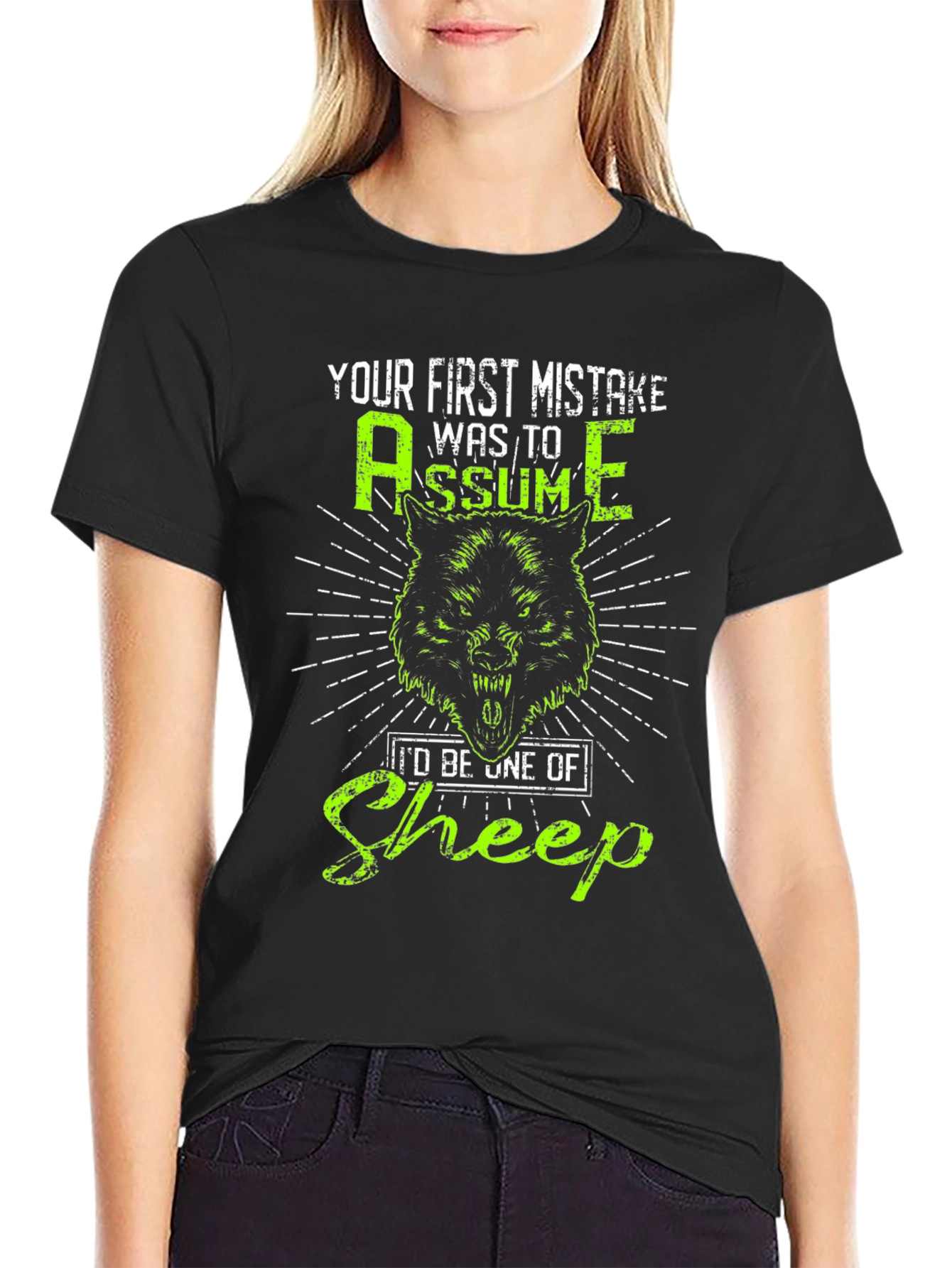 Black Wolf Graphic T-Shirt: Your First Mistake Was to Assume view 2