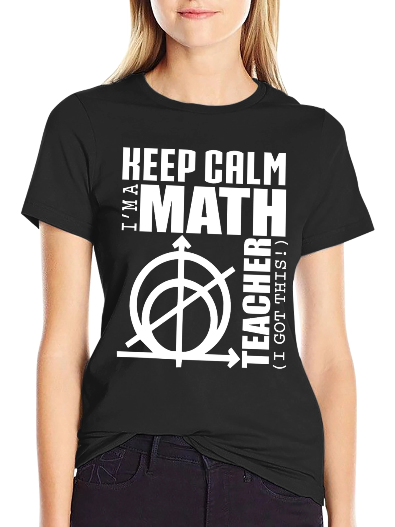 Black Keep Calm I'm A Math Teacher T-Shirt view 2