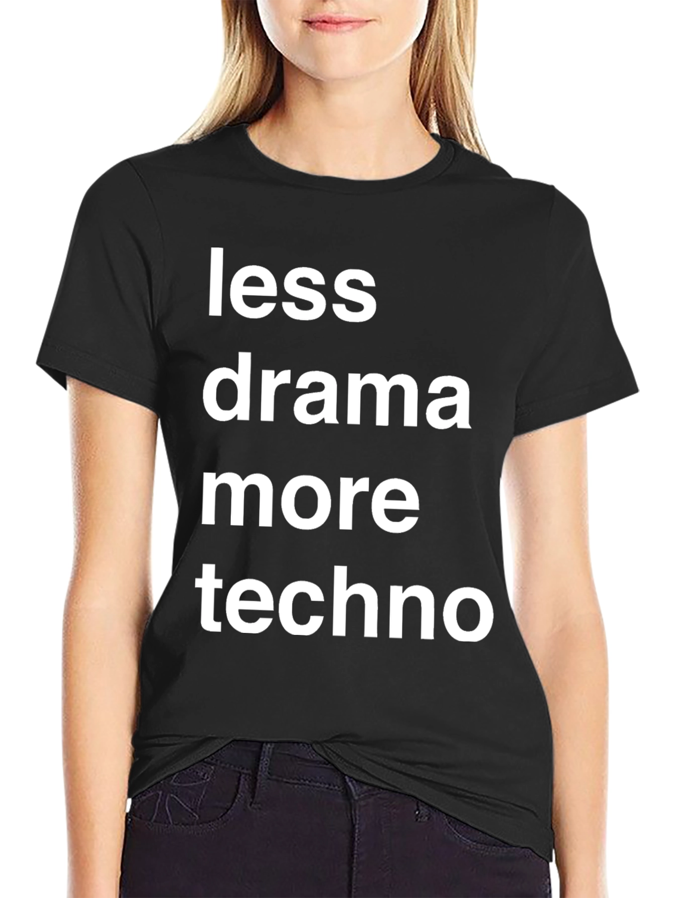 Black Less Drama More Techno Graphic T-Shirt view 2