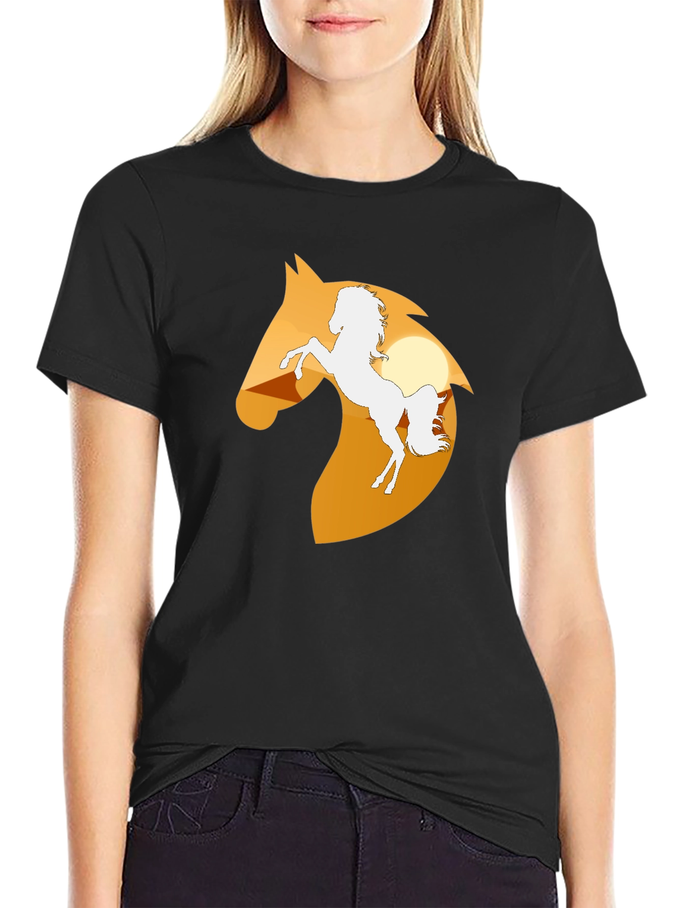 Black Horse Silhouette Graphic Tee - Black view 2