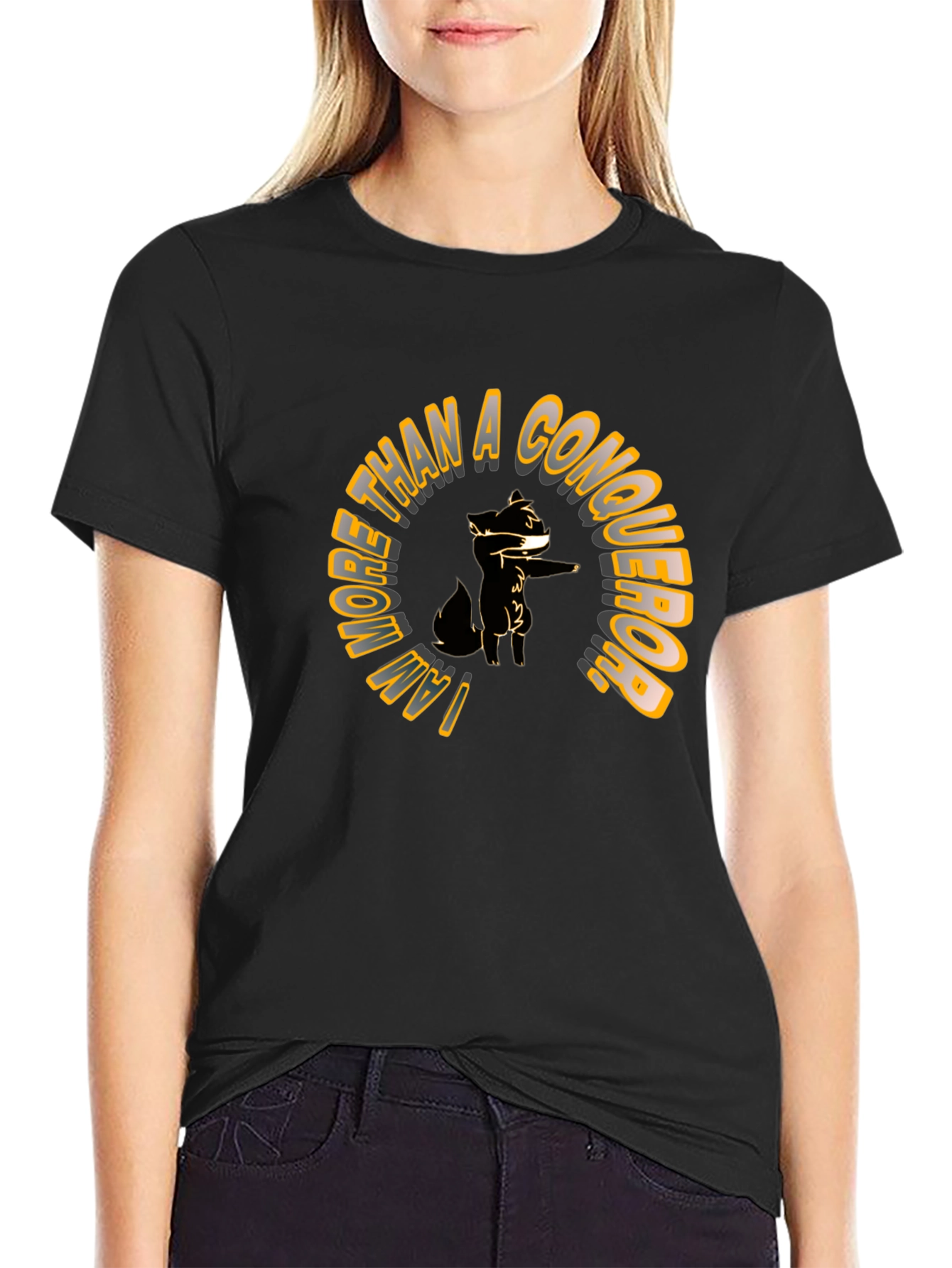 Black I AM MORE THAN A CONQUEROR T-Shirt view 2