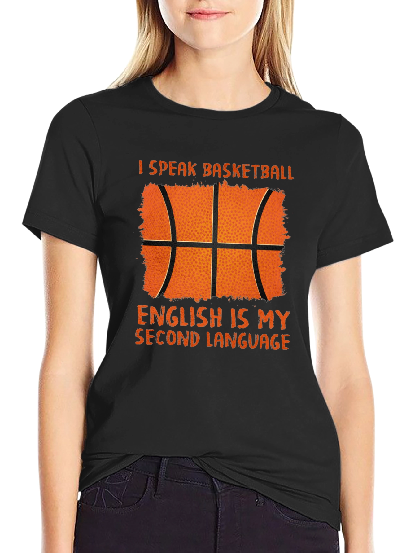 Black Basketball Second Language Graphic T-Shirt view 2