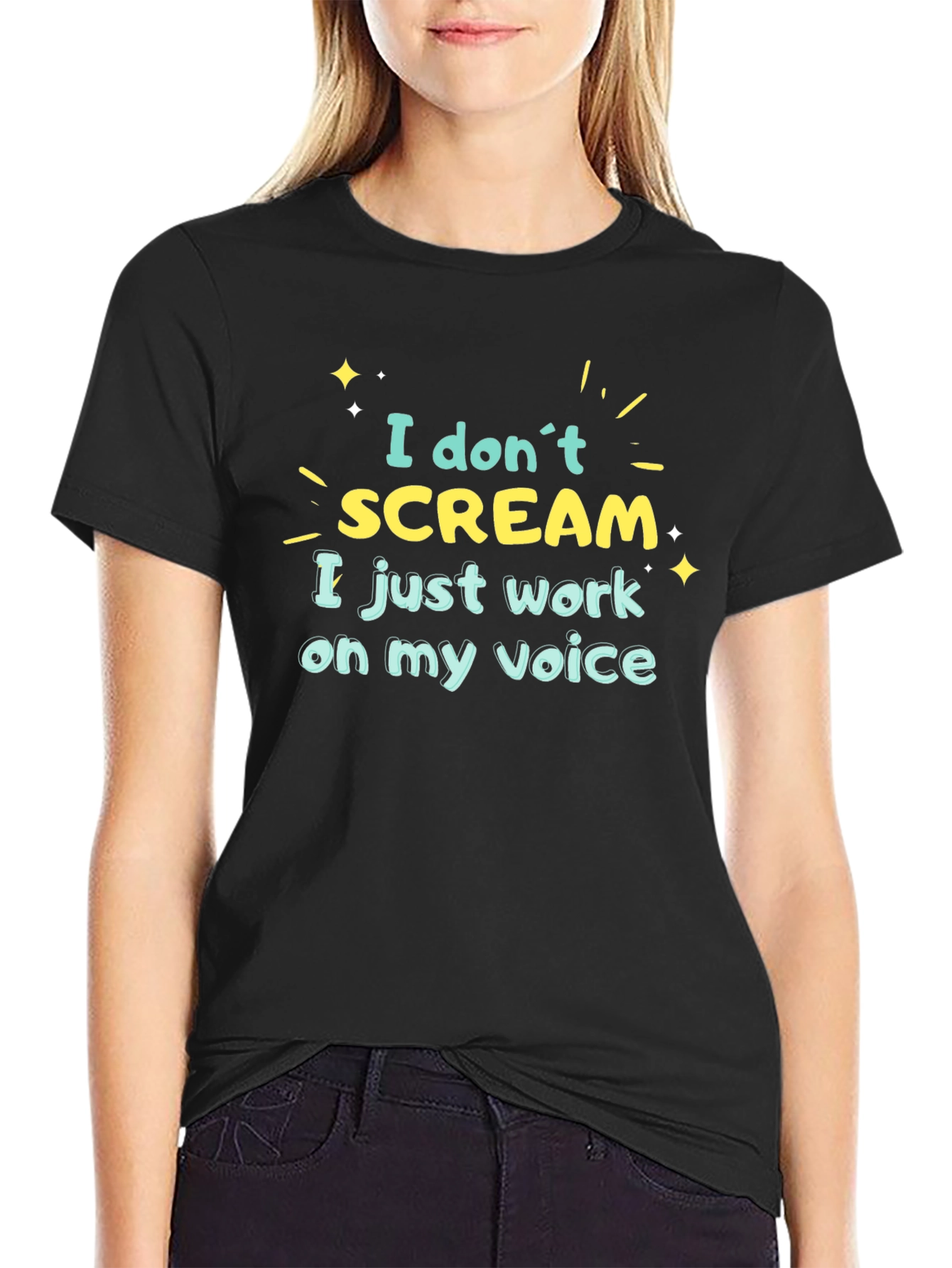 Black I Don't Scream Black Graphic T-Shirt view 2